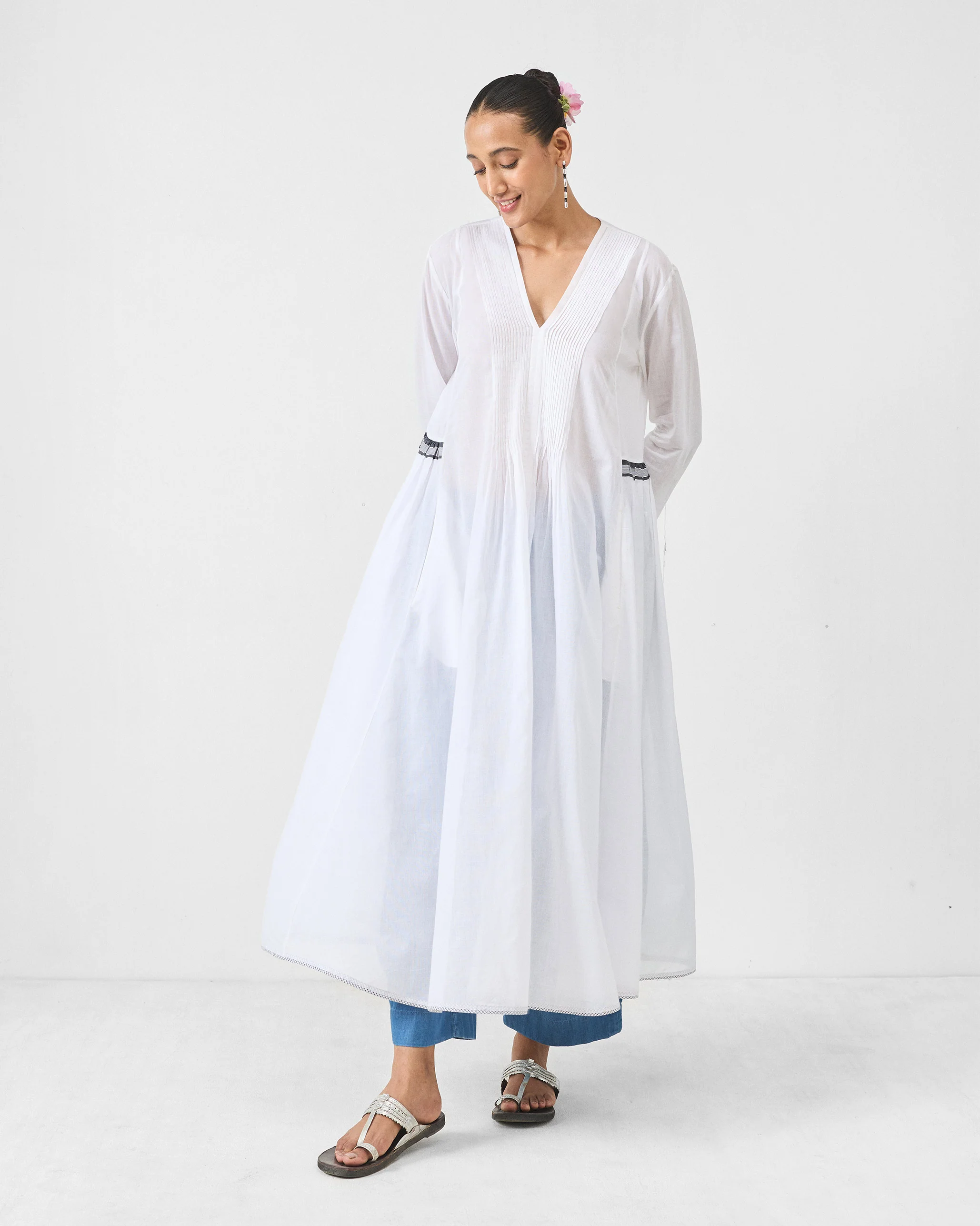 Pintuck Kurta - White - Image 3