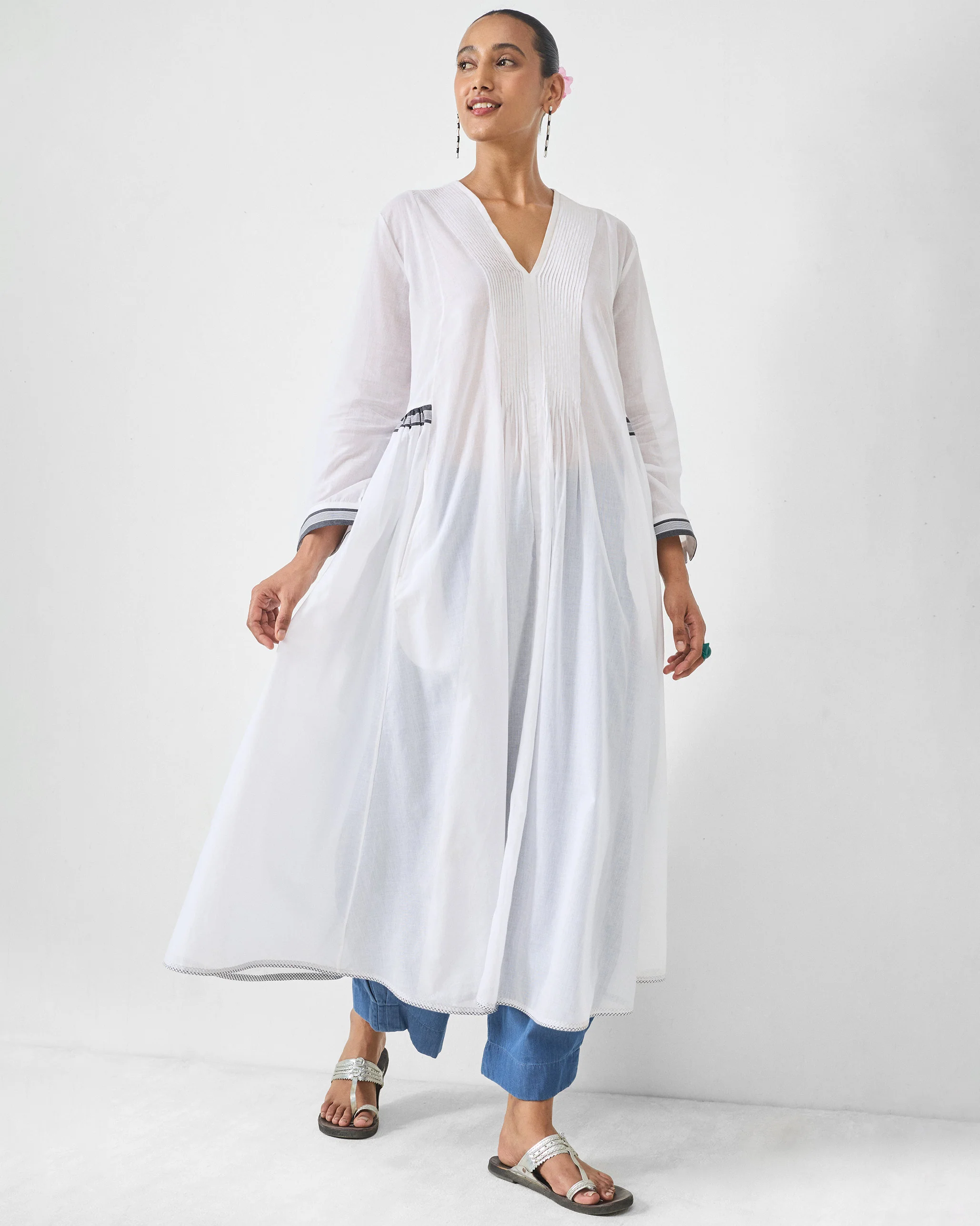 Pintuck Kurta - White - Image 6