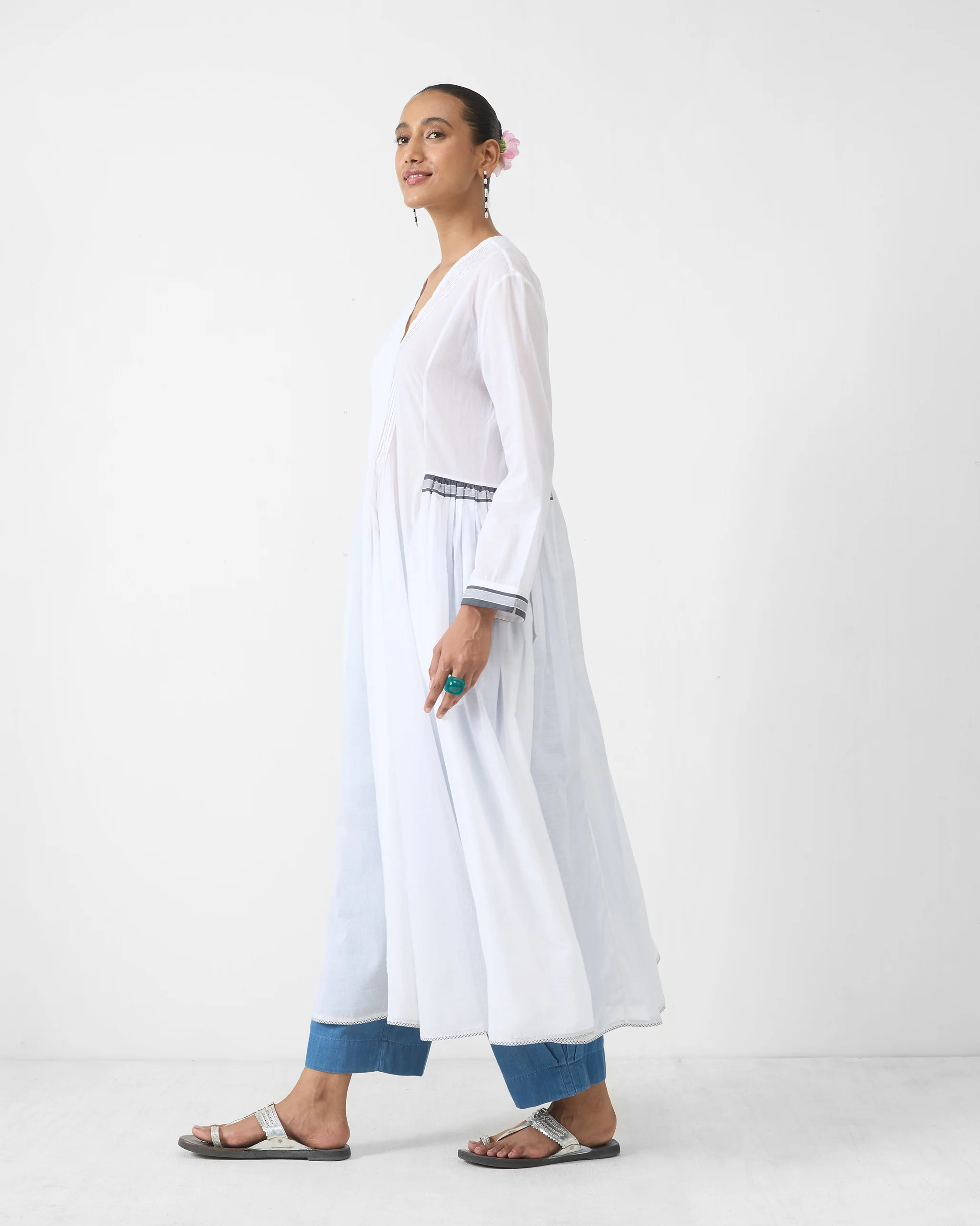 Pintuck Kurta - White - Image 7