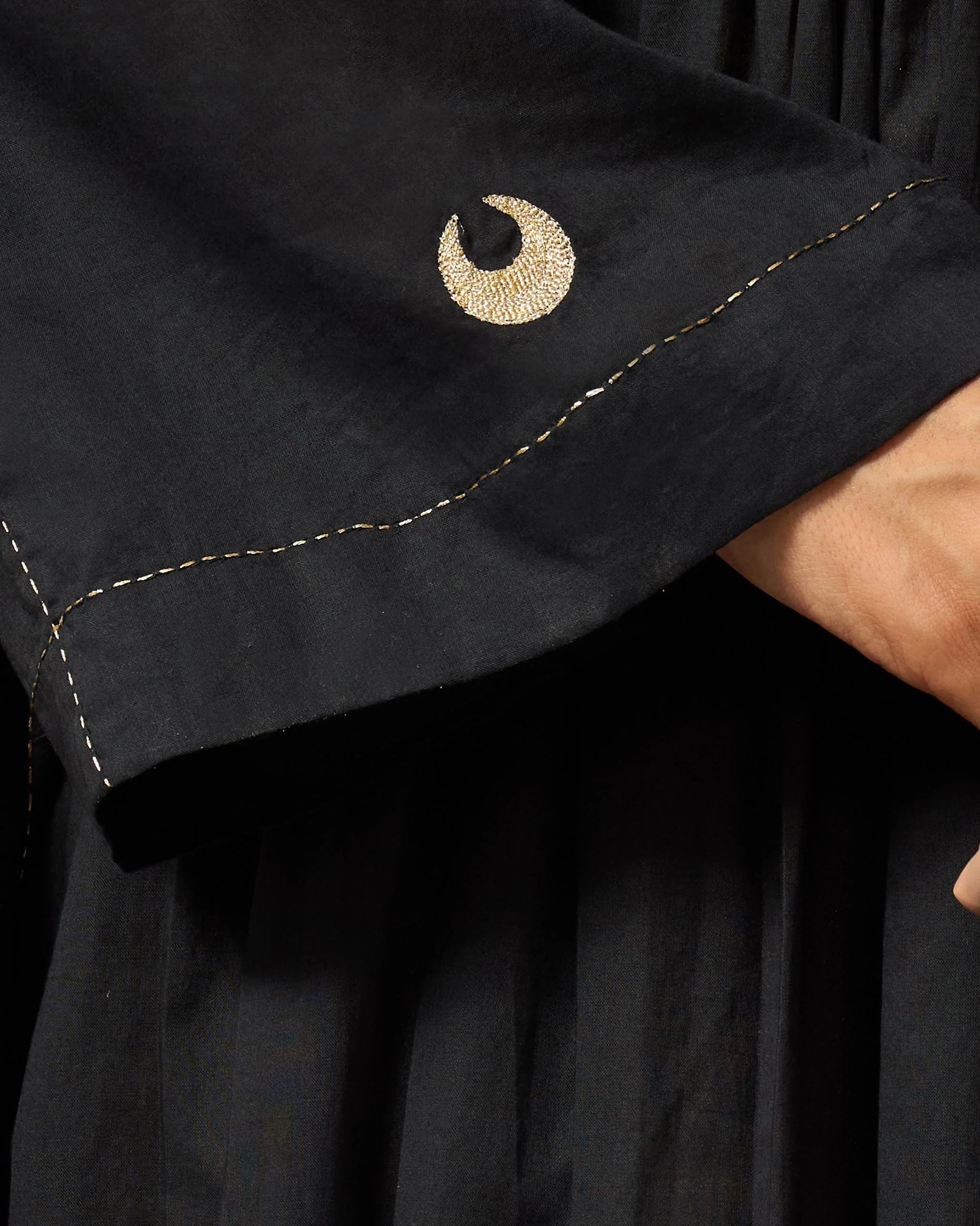 Pintuck Pheran - Black & Gold Print - Image 5