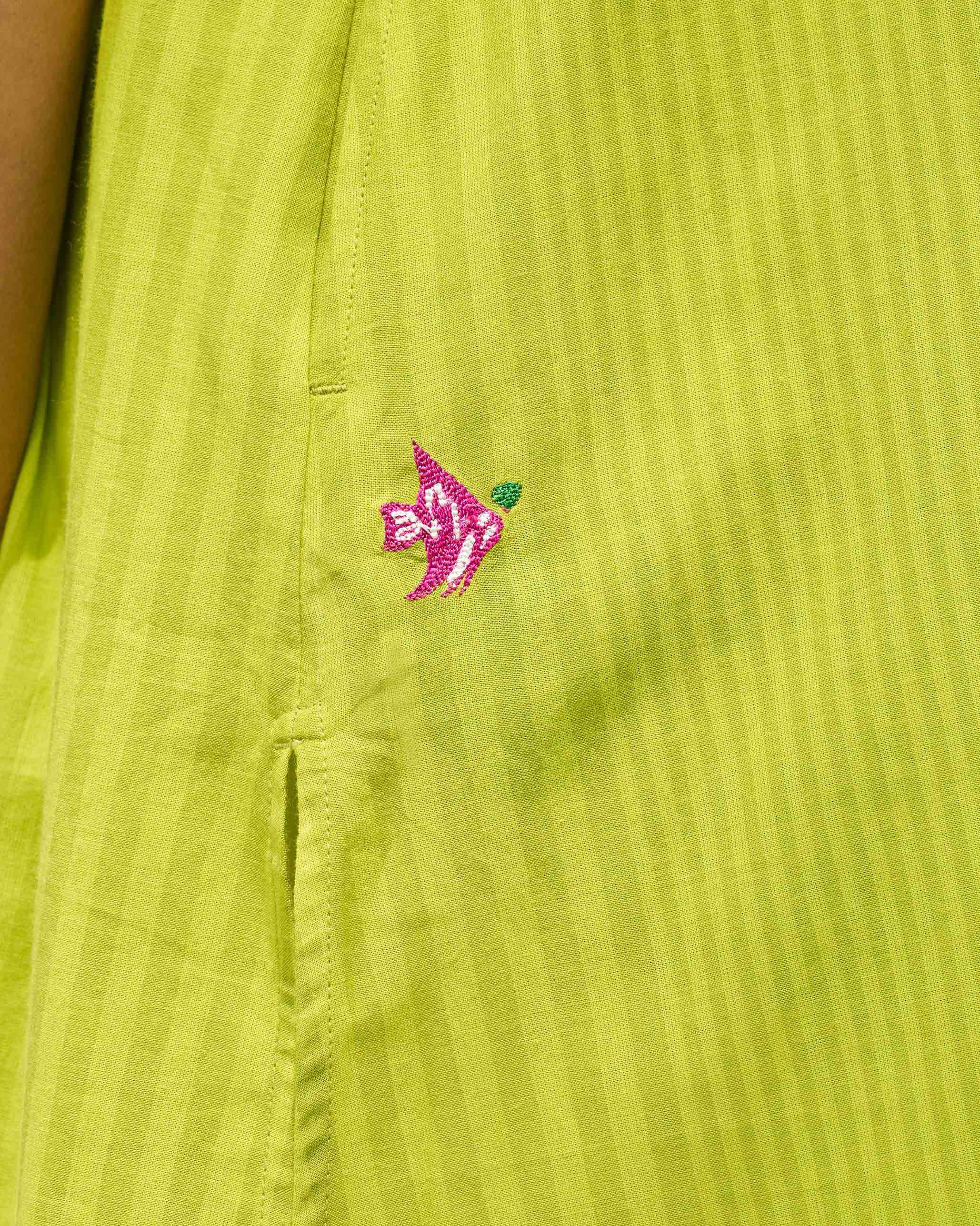 Pintuck Wrap Kurta - Lime - Image 2