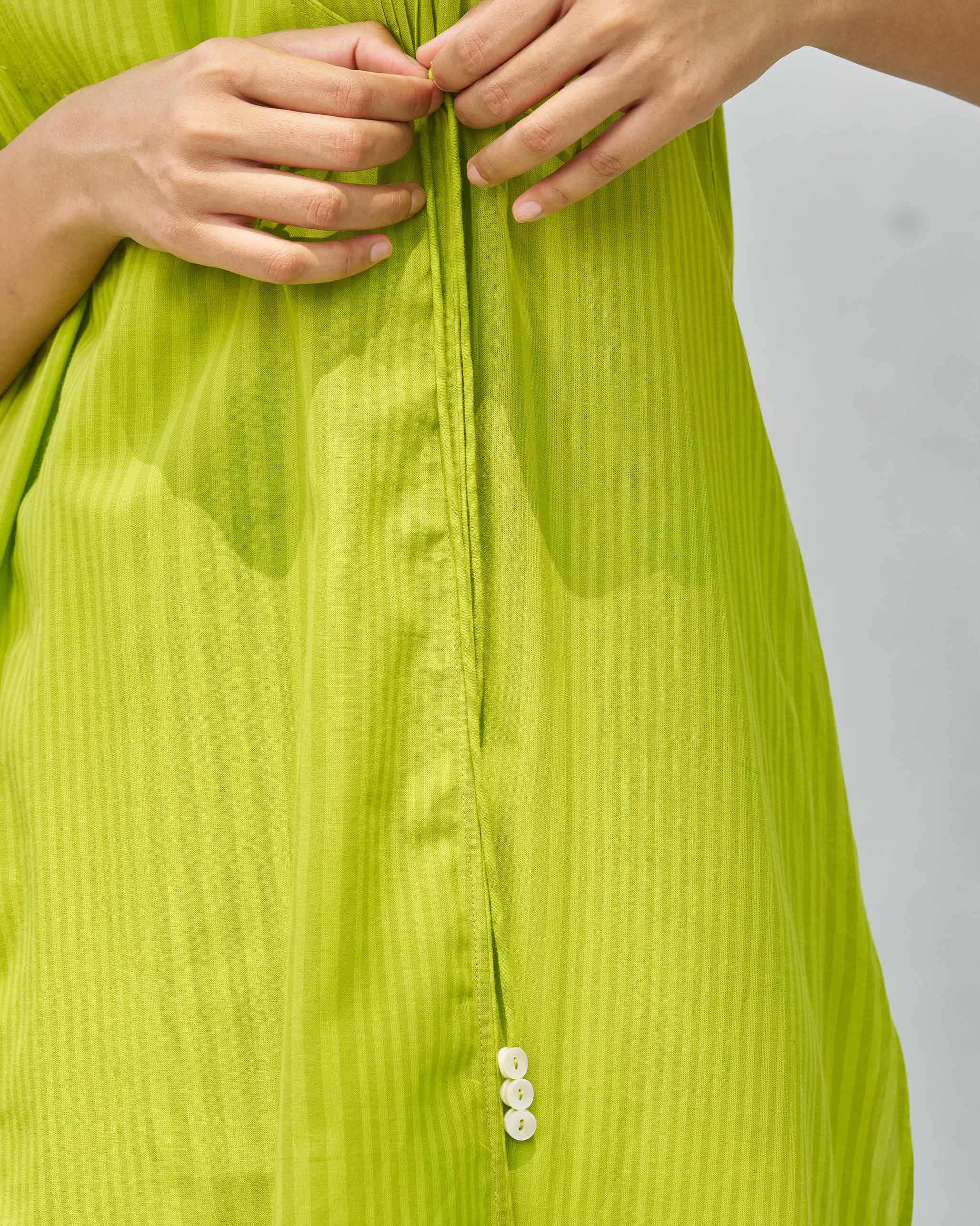 Pintuck Wrap Kurta - Lime - Image 3