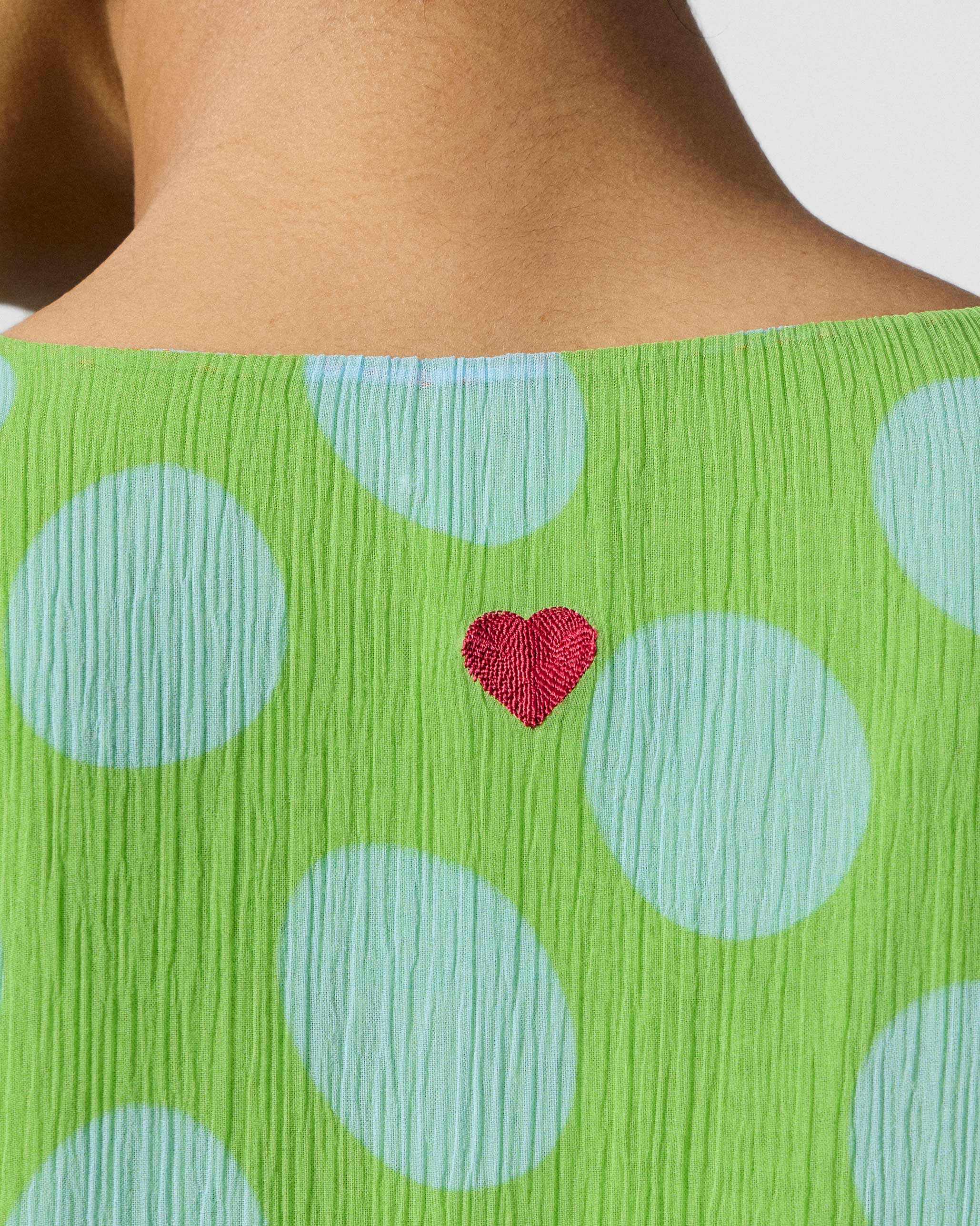 Pleated Bell Sleeve Kurta - Green & Blue Printed - Image 5