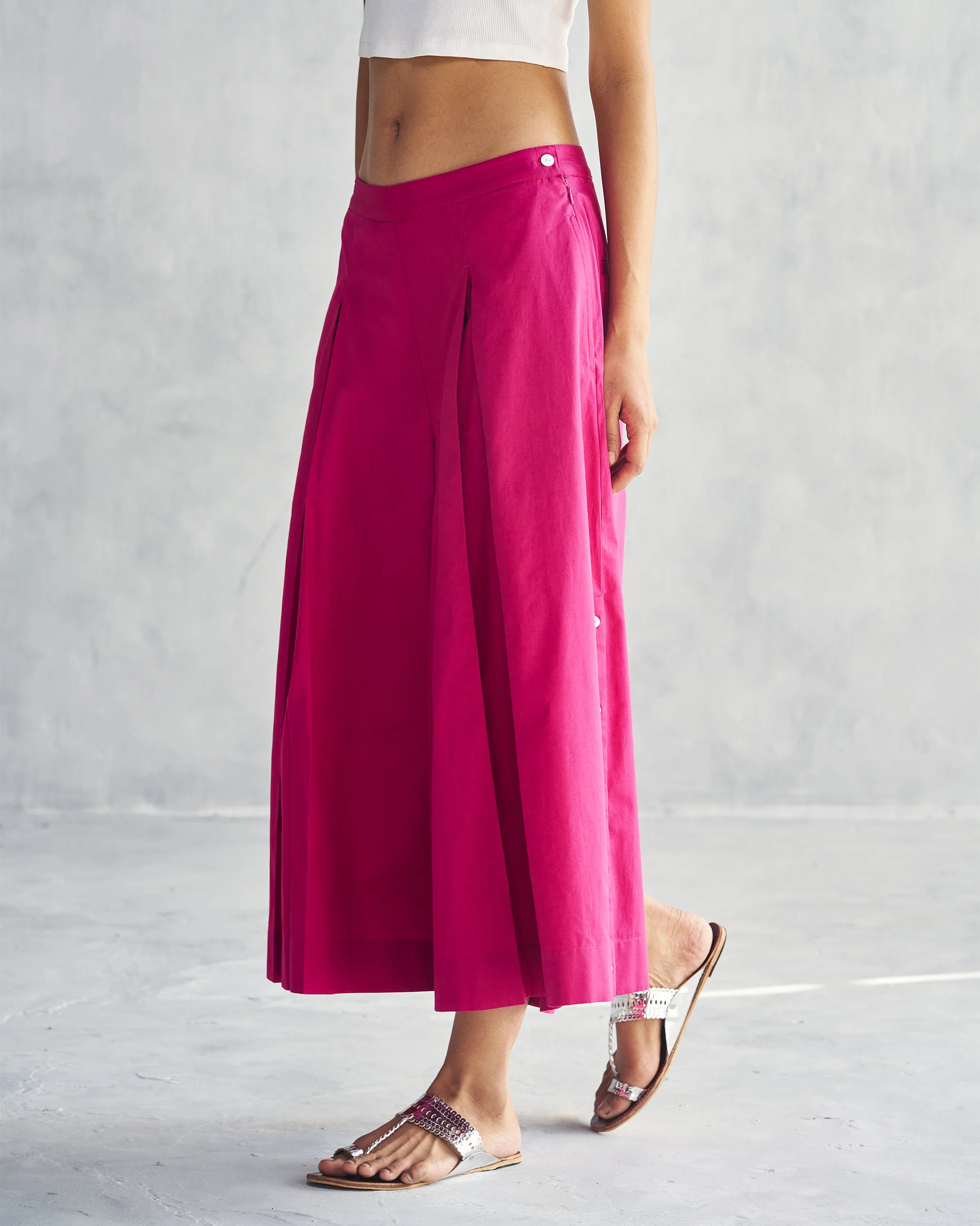 Pleated Flare Culottes - Berry - Image 3