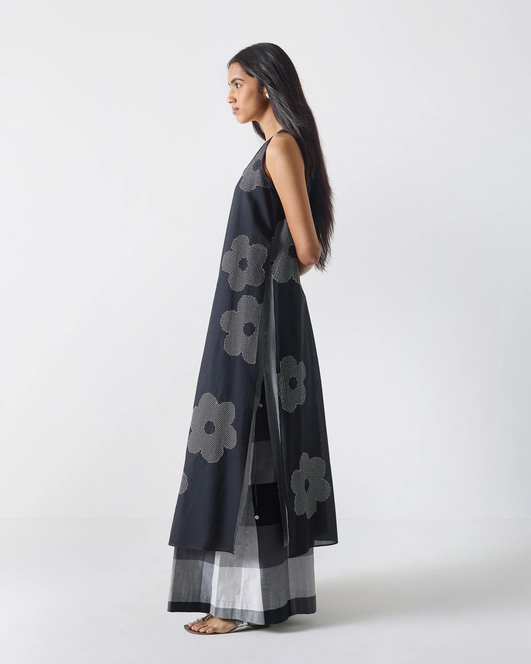 Pleated Trousers - Black & White Checks - Image 6