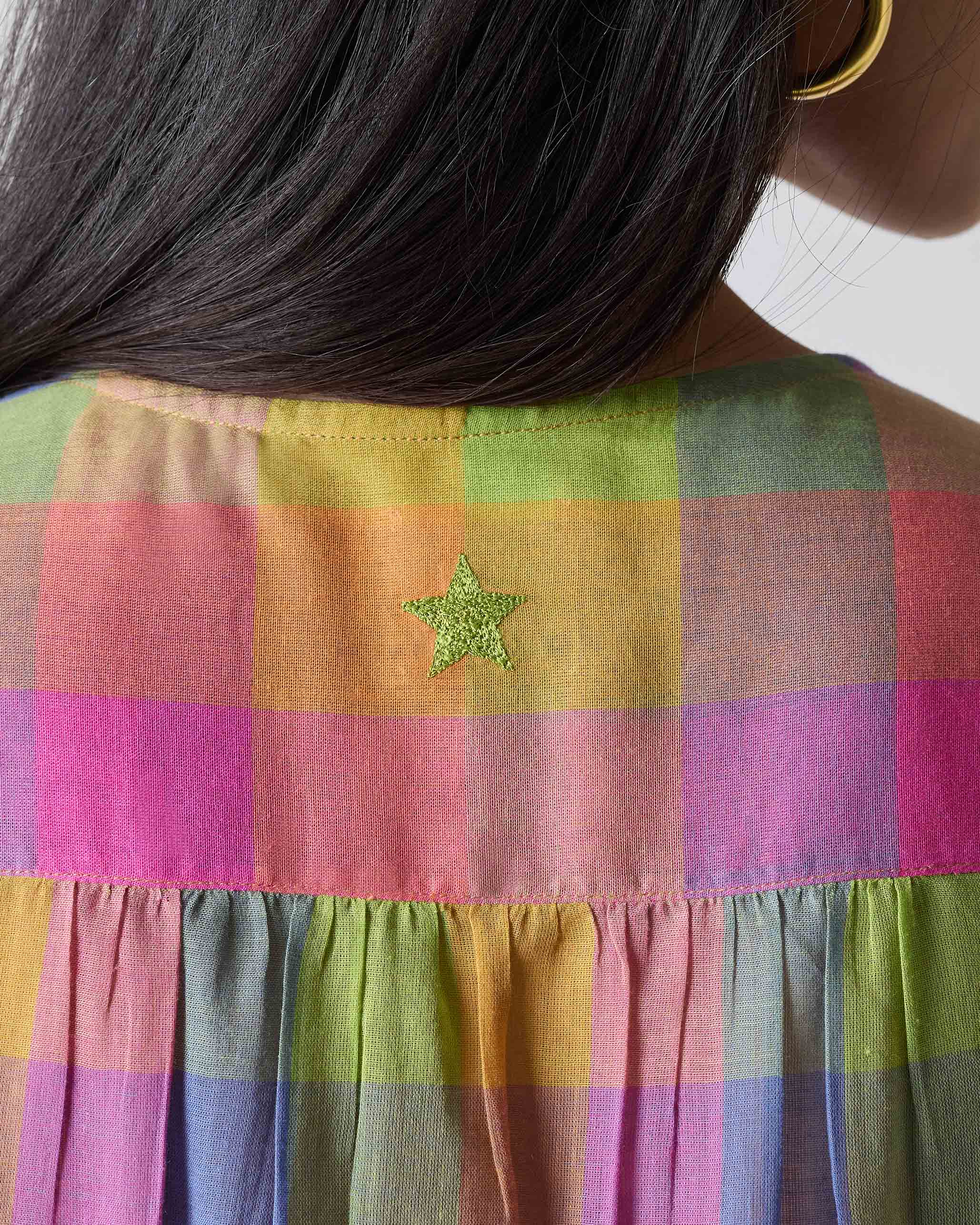 Pleated Waist Kurta - Multi Color Checks - Image 5
