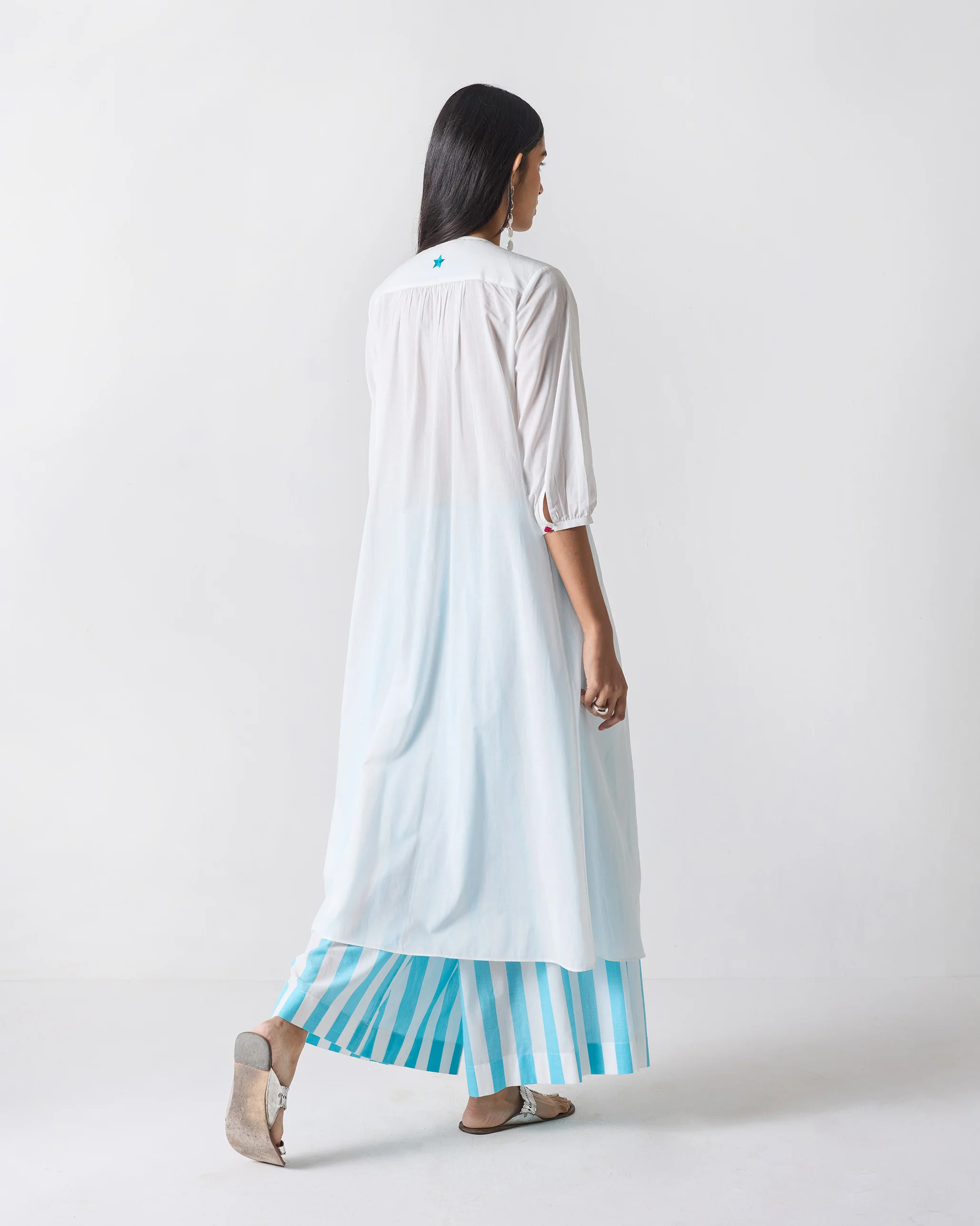 Pleated Waist Kurta - White - Image 5