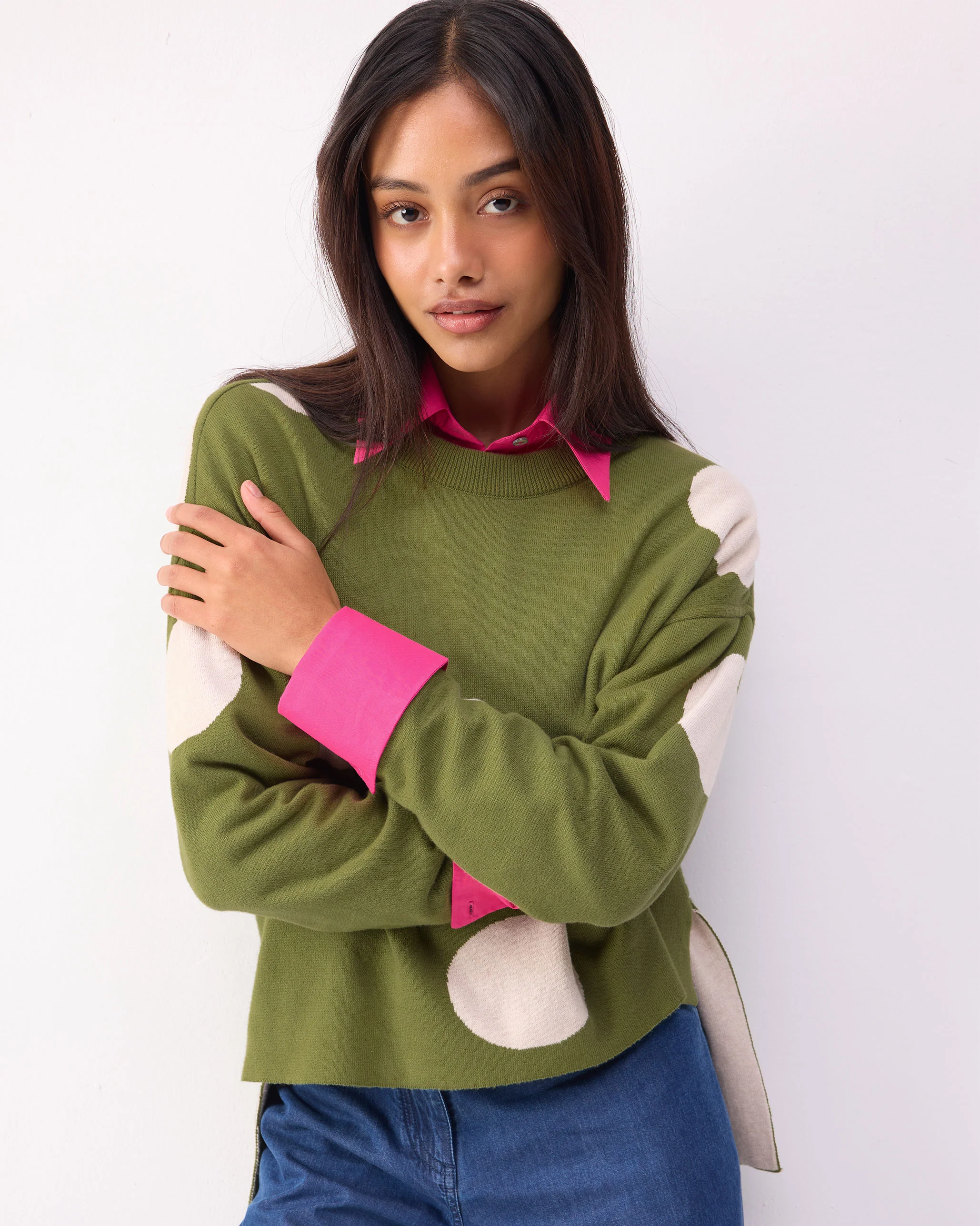 Polka Jumper - Olive & Oatmeal Polkas - Image 2