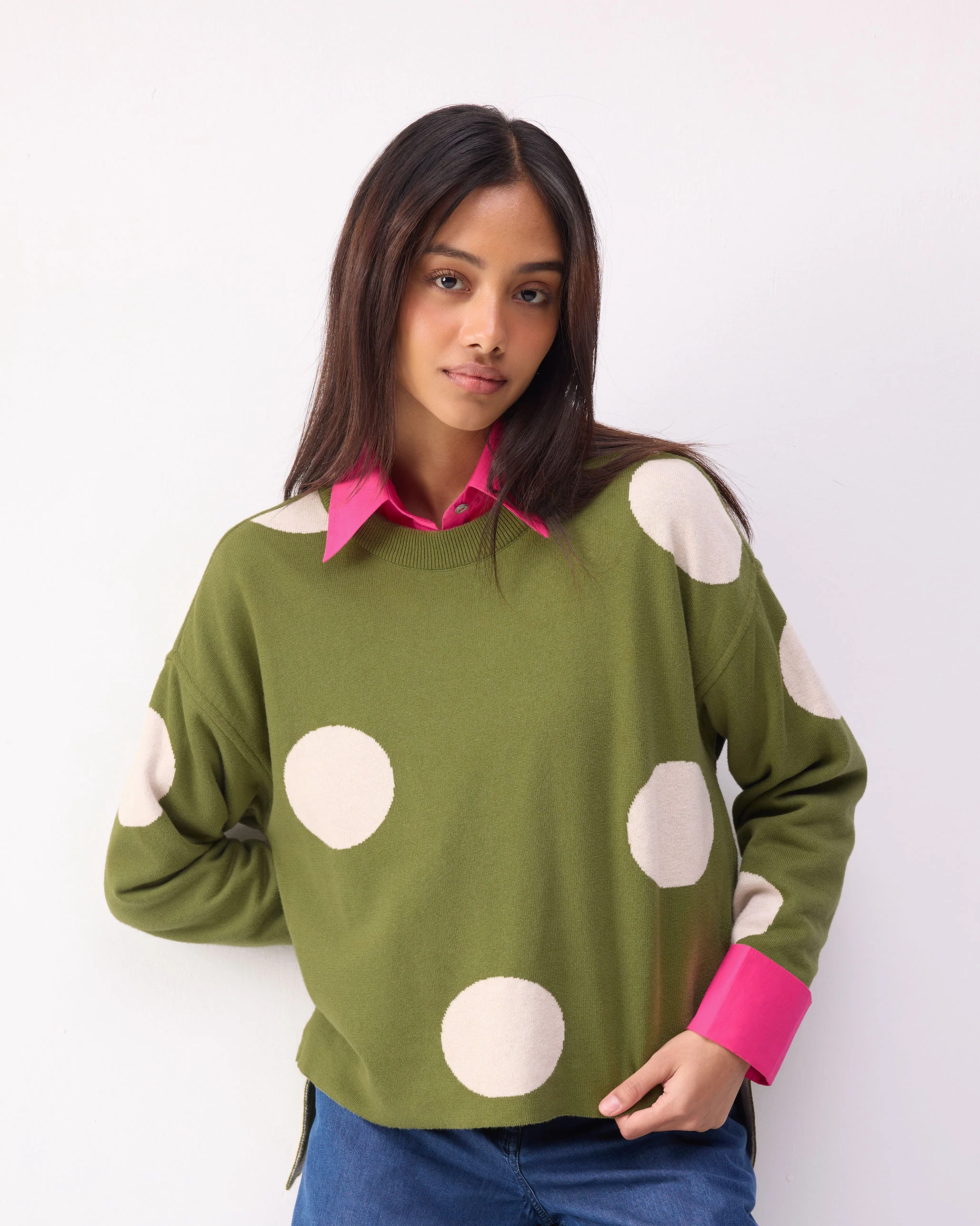 Polka Jumper - Olive & Oatmeal Polkas - Image 5