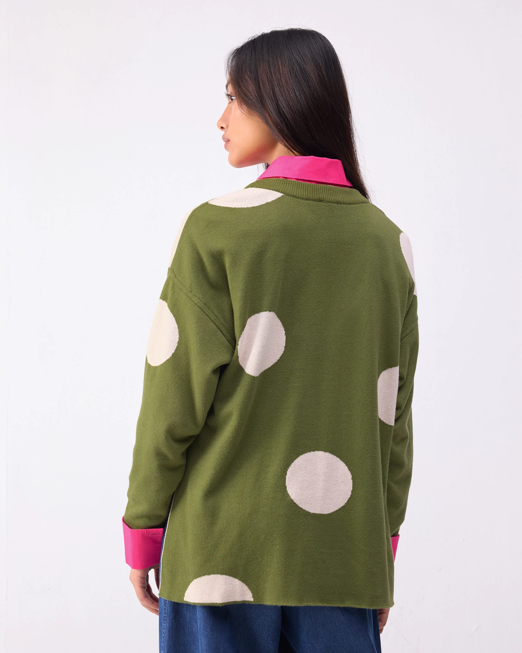 Polka Jumper - Olive & Oatmeal Polkas - Image 6
