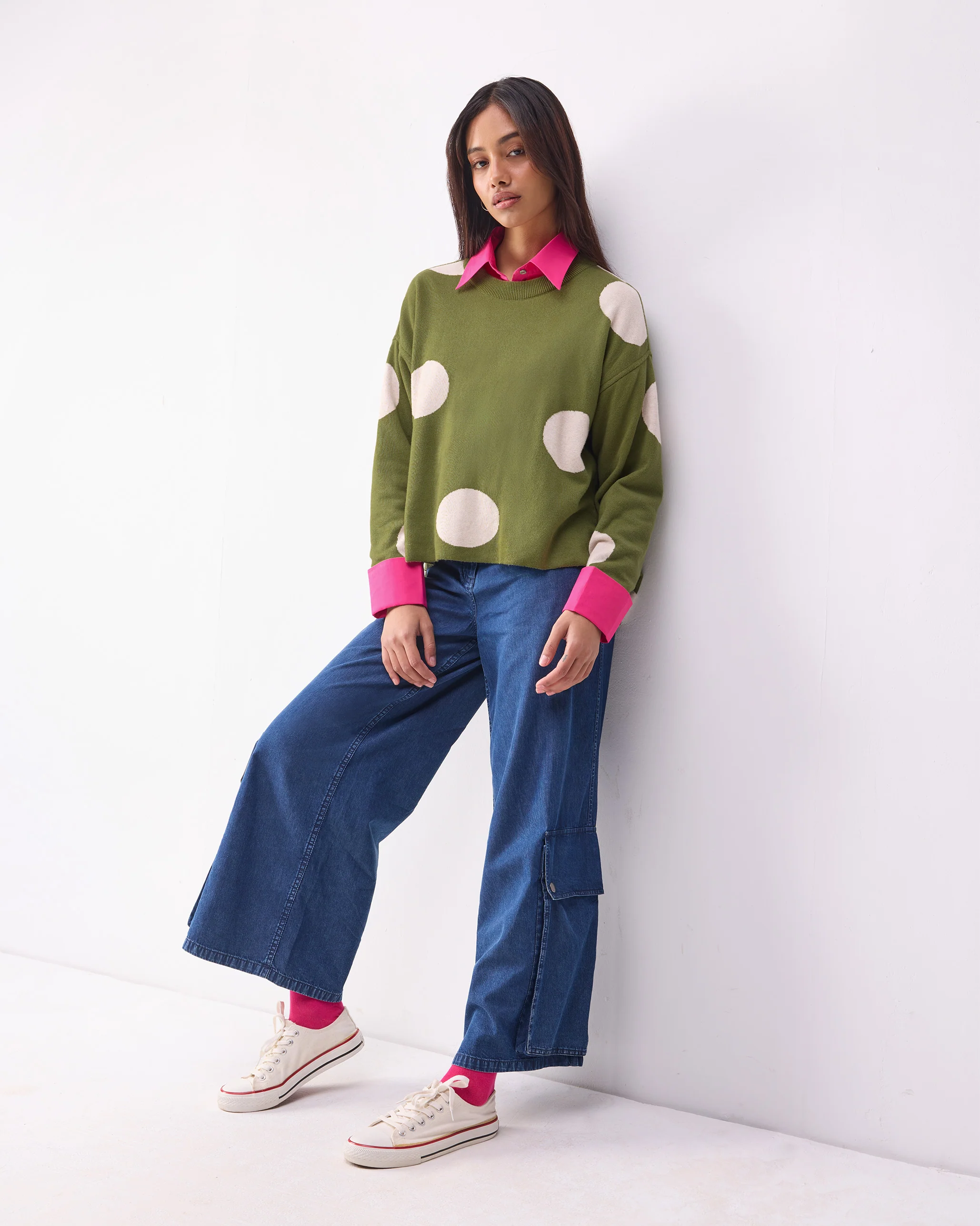 Polka Jumper - Olive & Oatmeal Polkas - Image 7