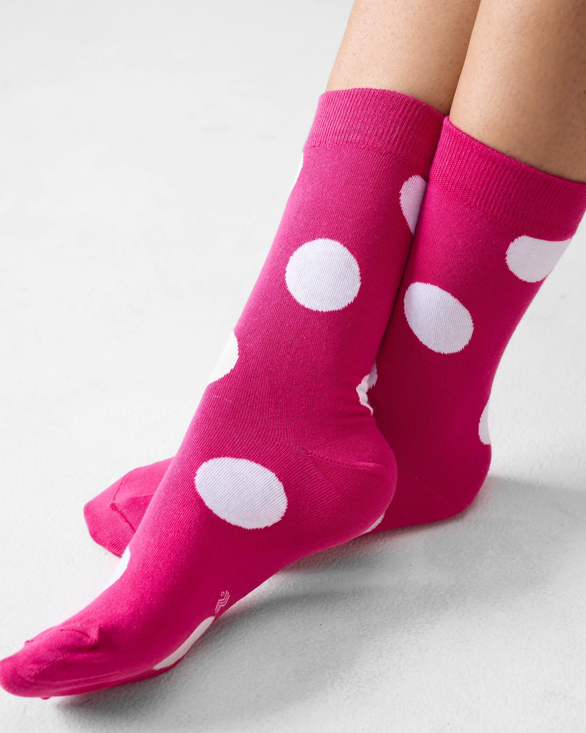 Polka Love Socks - Fuchsia & Oatmeal - Image 2