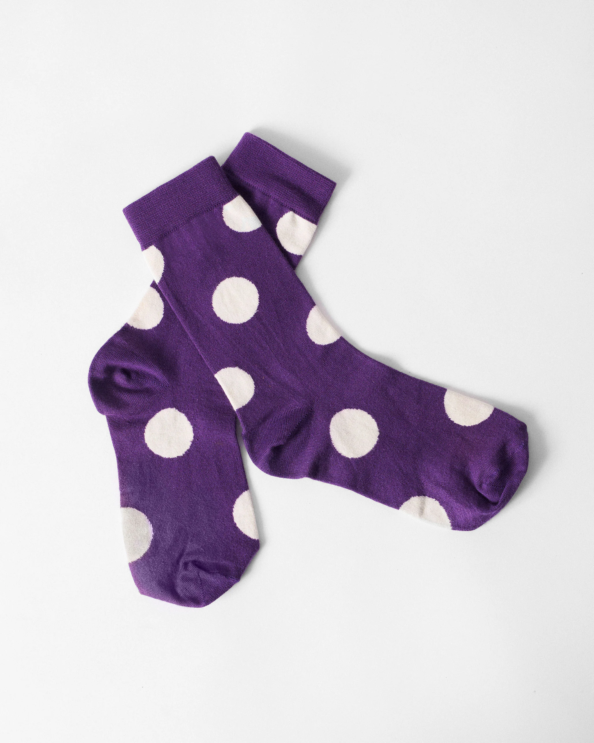 Polka Love Socks - Purple & Oatmeal - Image 3