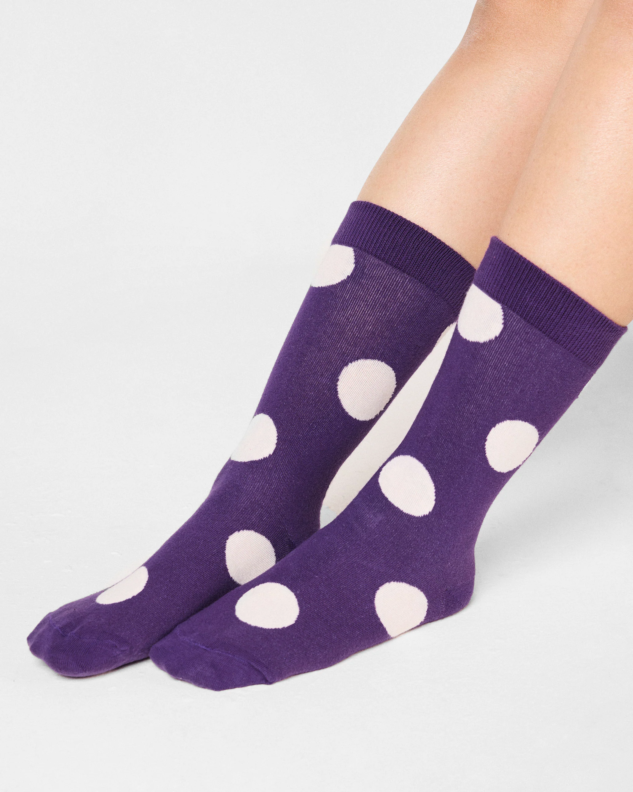 Polka Love Socks - Purple & Oatmeal - Image 8