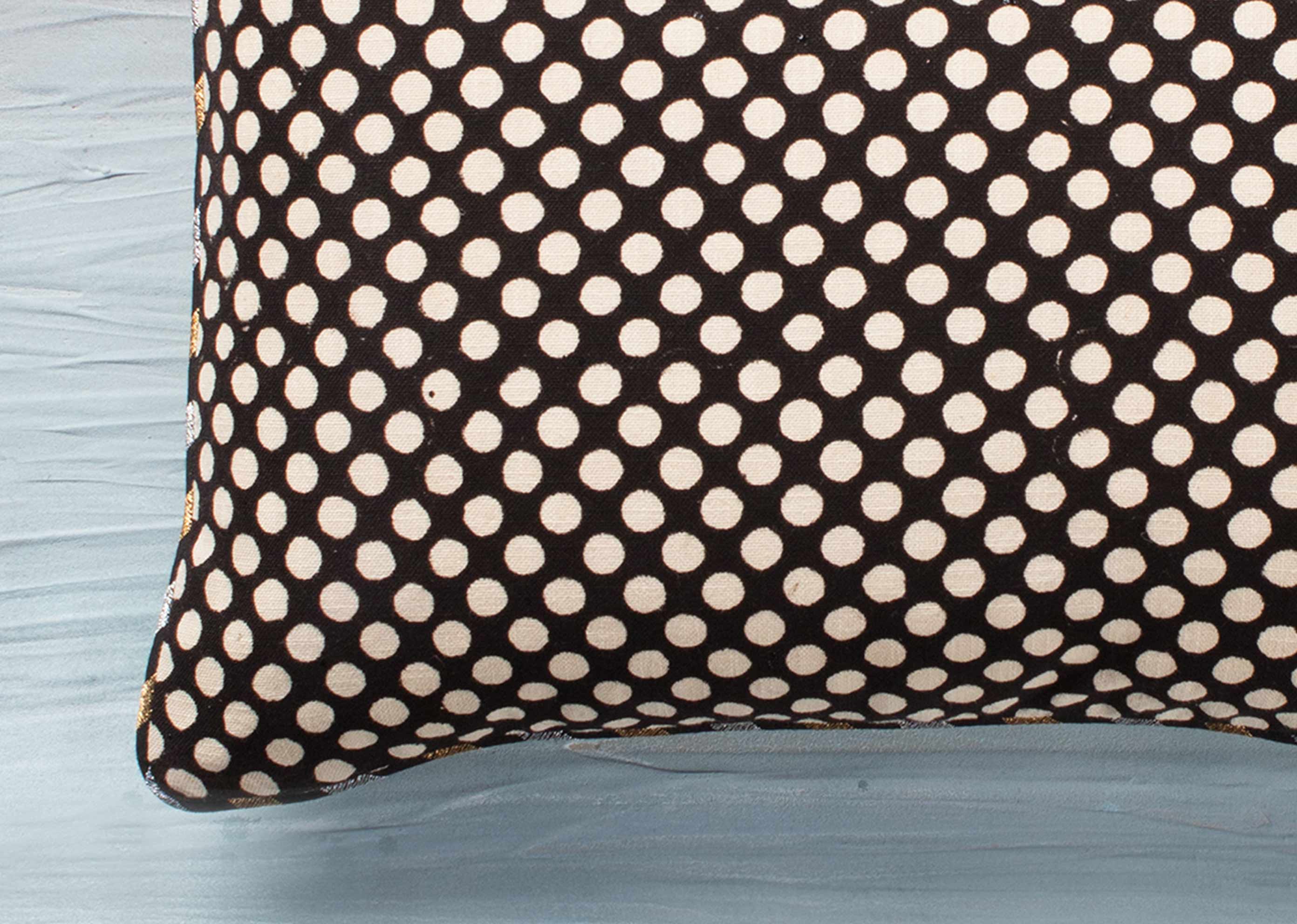 Polka Lumbar Pillow Cover - Black & White - Image 3