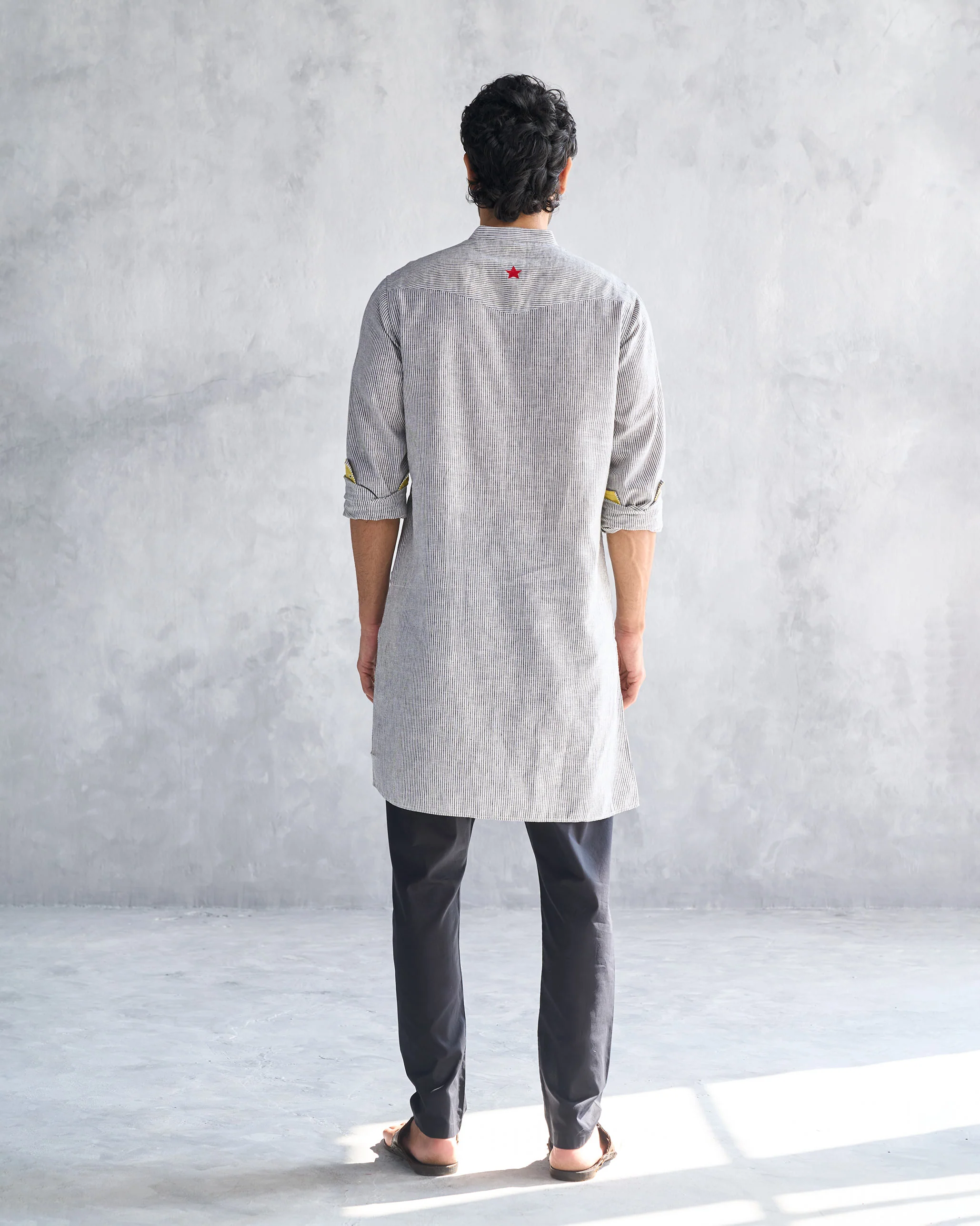 Pondicherry Kurta - Charcoal Stripe - Image 4