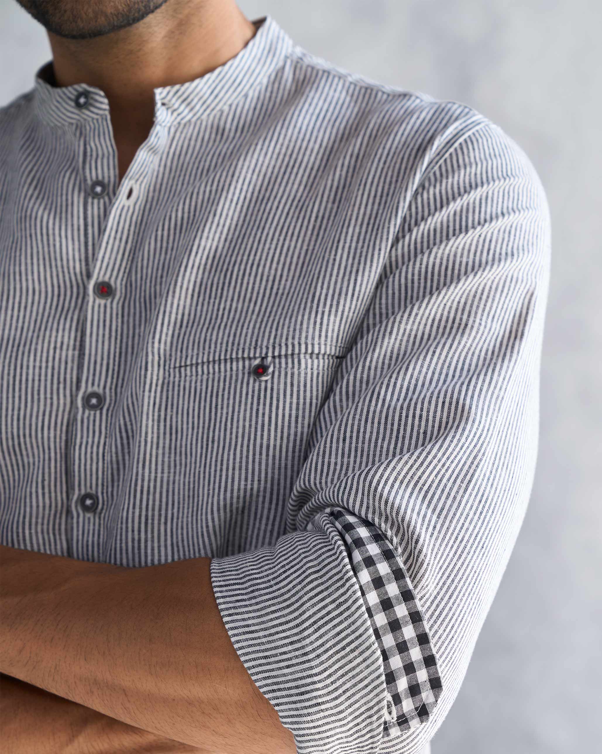 Pondicherry Shirt - Charcoal Stripe - Image 2