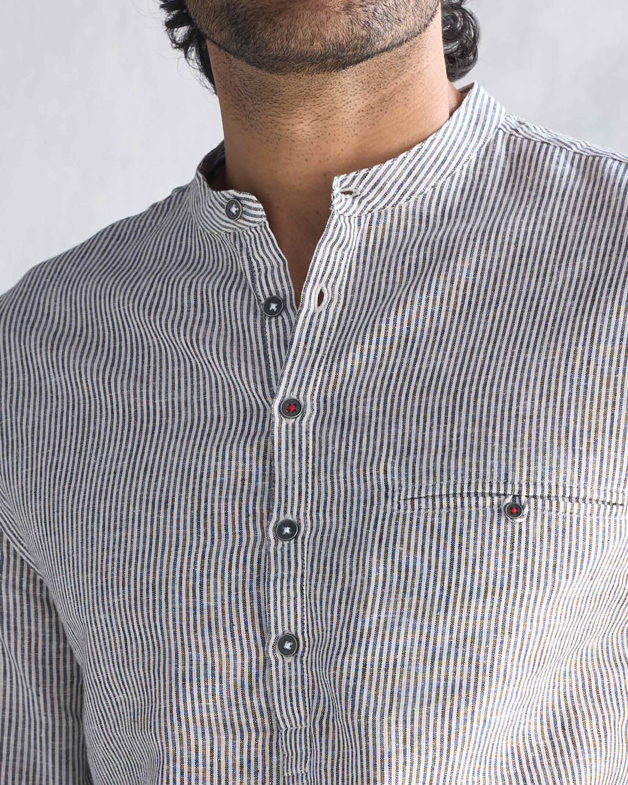 Pondicherry Shirt - Charcoal Stripe - Image 4