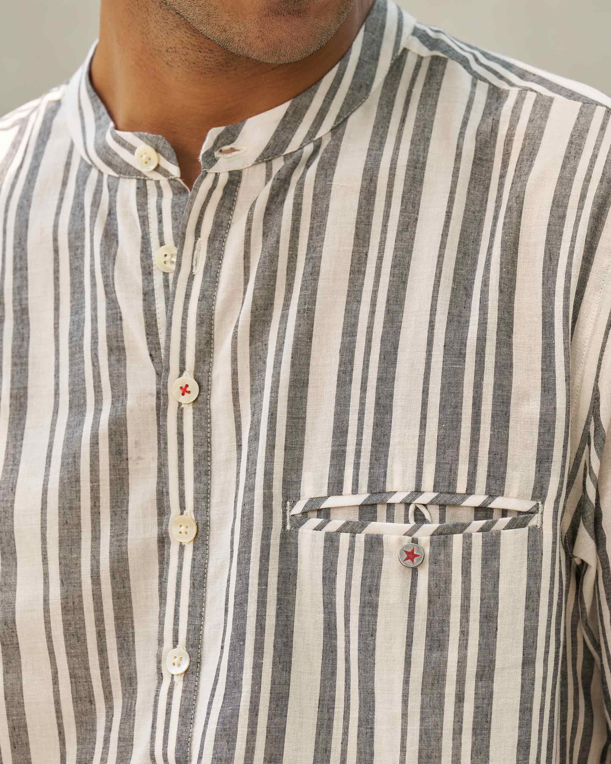 Pondicherry Shirt - Ivory & Grey - Image 3