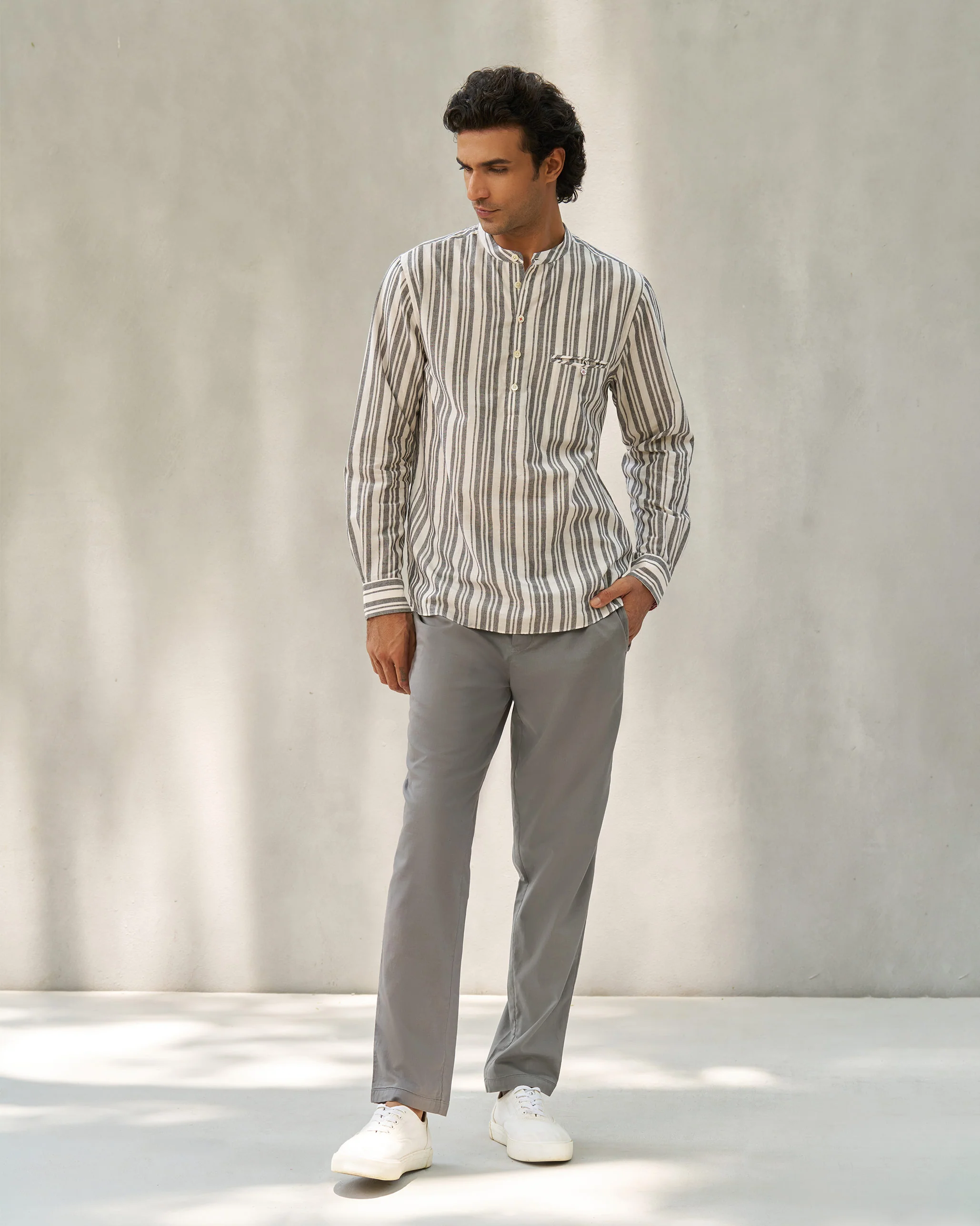 Pondicherry Shirt - Ivory & Grey - Image 6