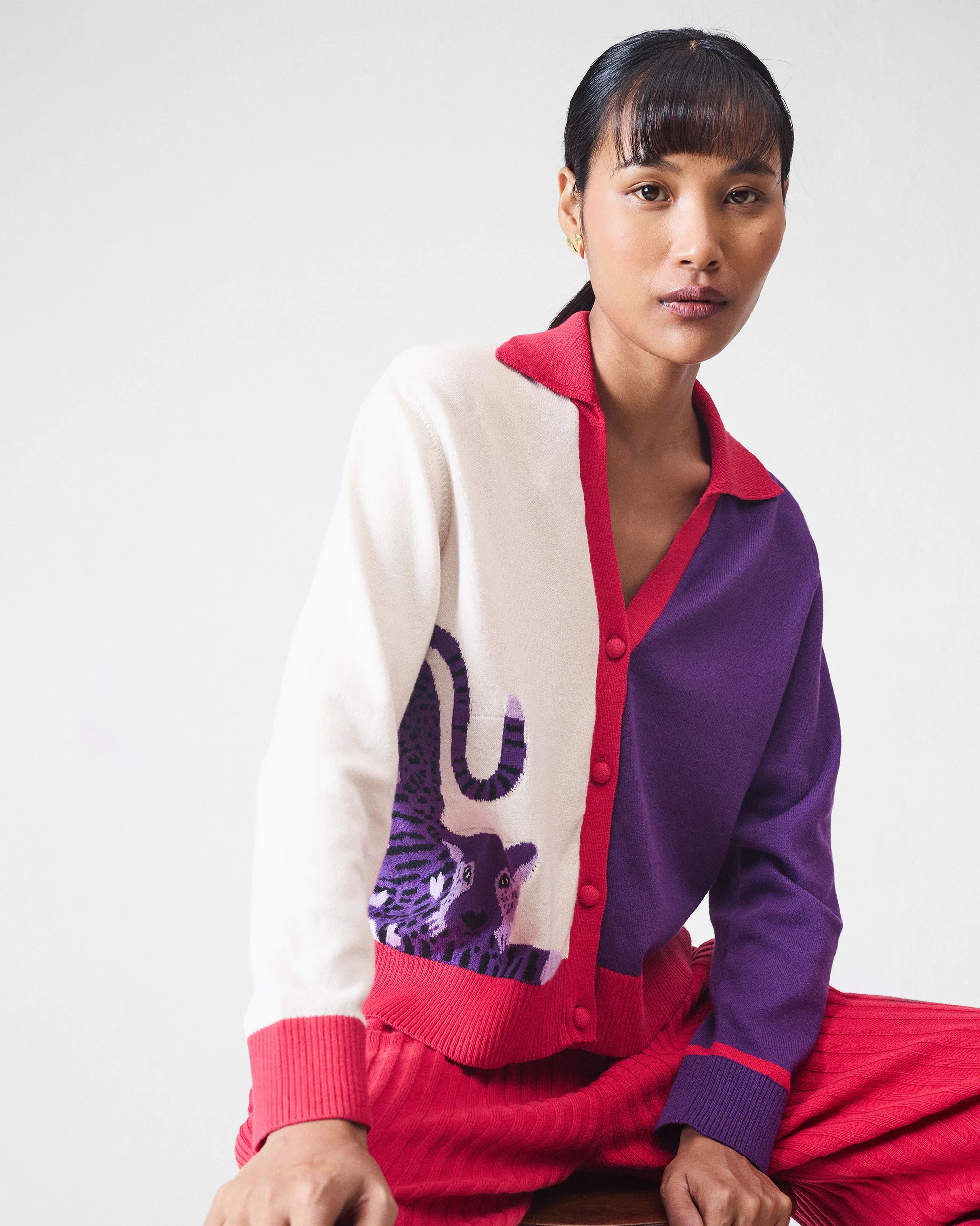 Pounce Sweater - Ivory & Purple - Image 11