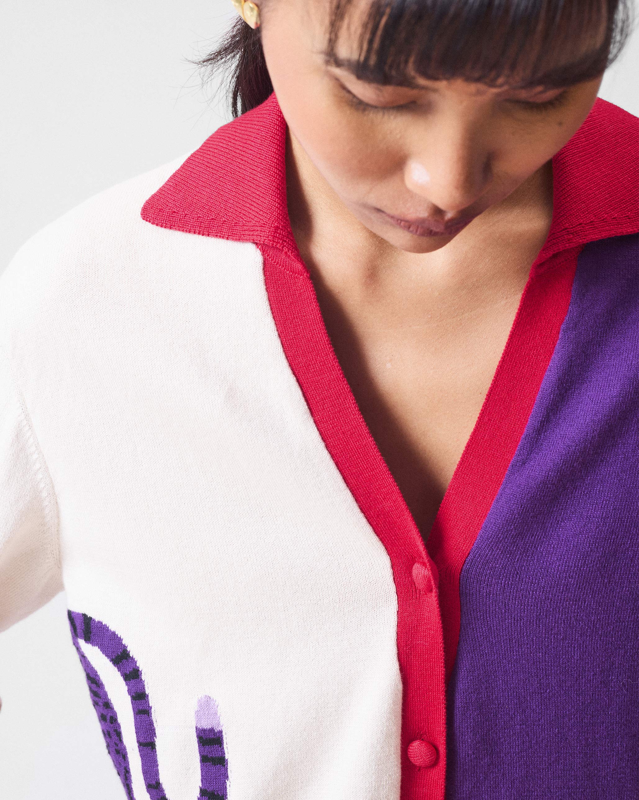 Pounce Sweater - Ivory & Purple - Image 7