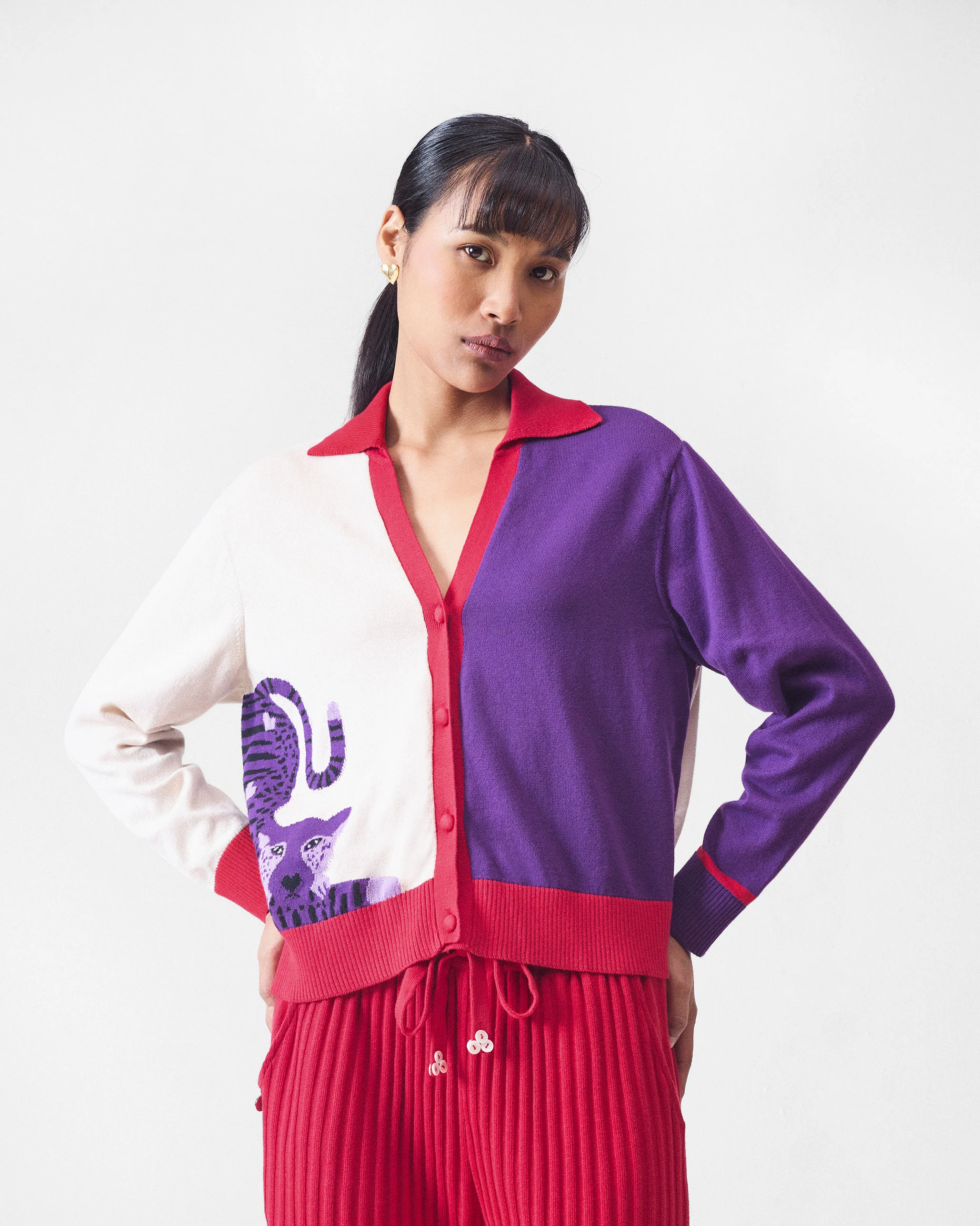 Pounce Sweater - Ivory & Purple - Image 8