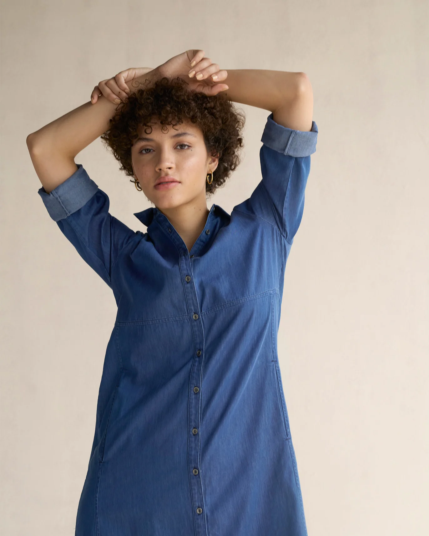 Pristine Long Shirt Dress - Blue - Image 3