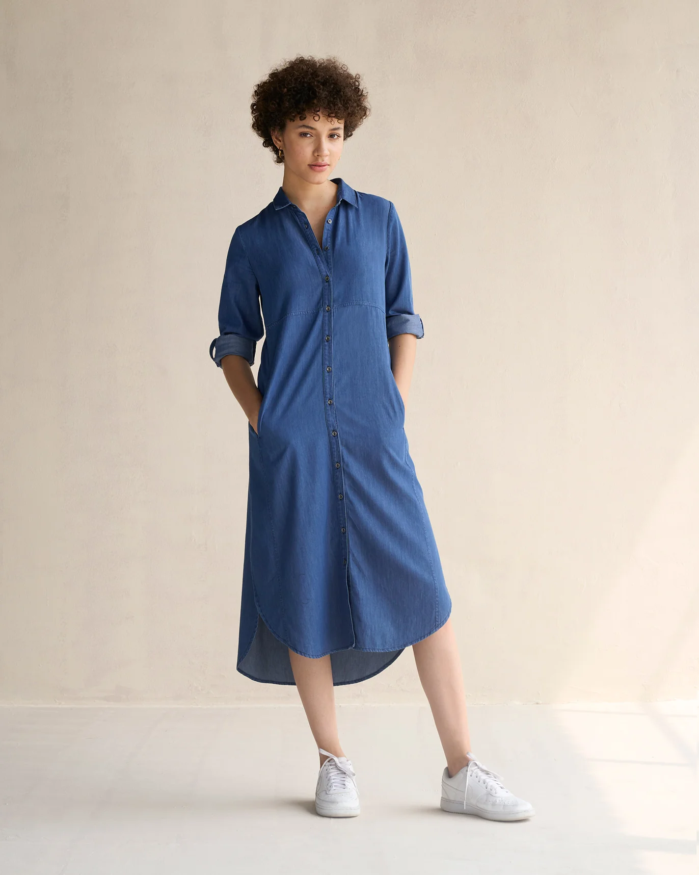 Pristine Long Shirt Dress - Blue - Image 5