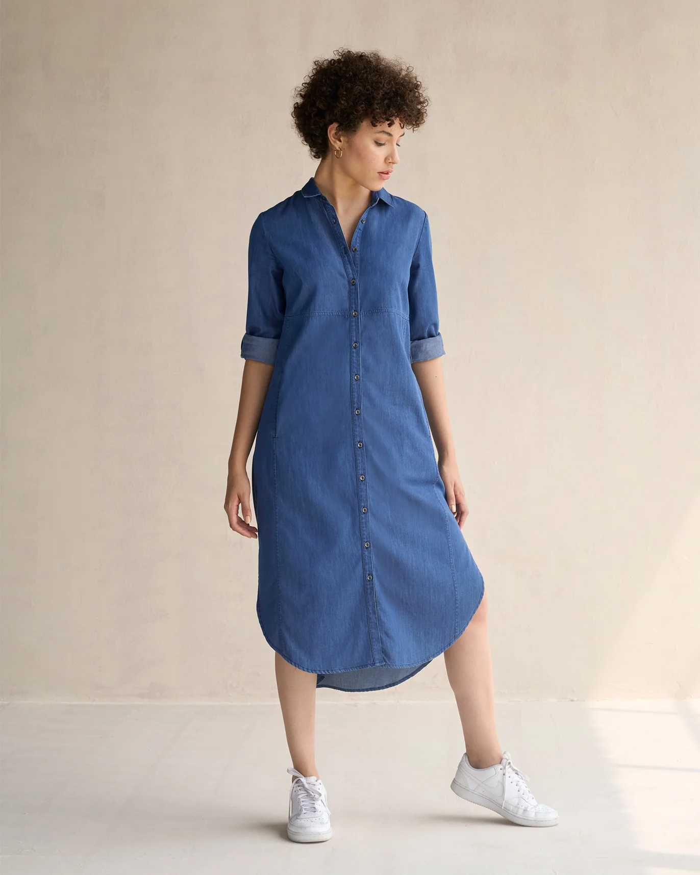 Pristine Long Shirt Dress - Blue - Image 6