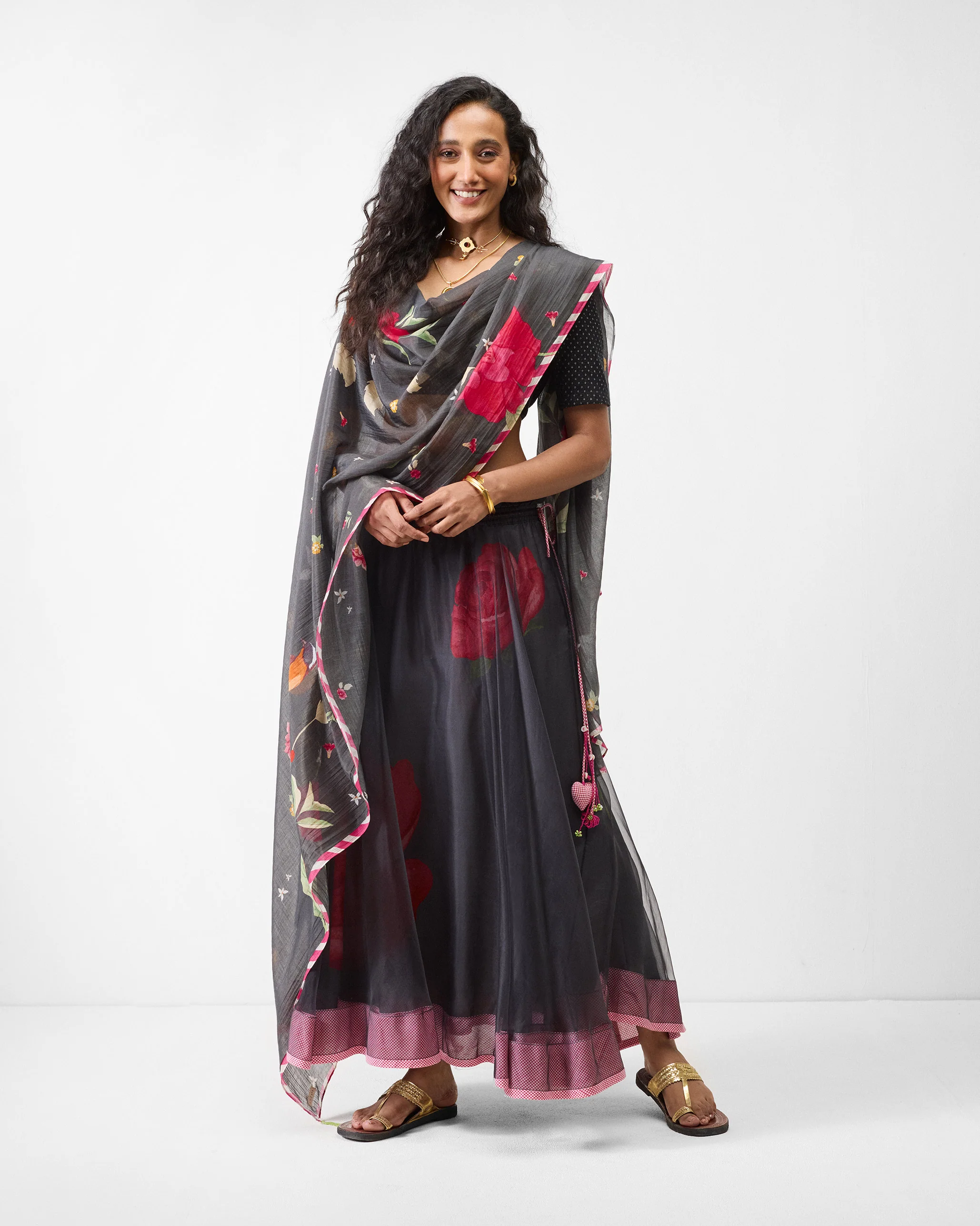 Pushkar Skirt - Charcoal & Watermelon - Image 6