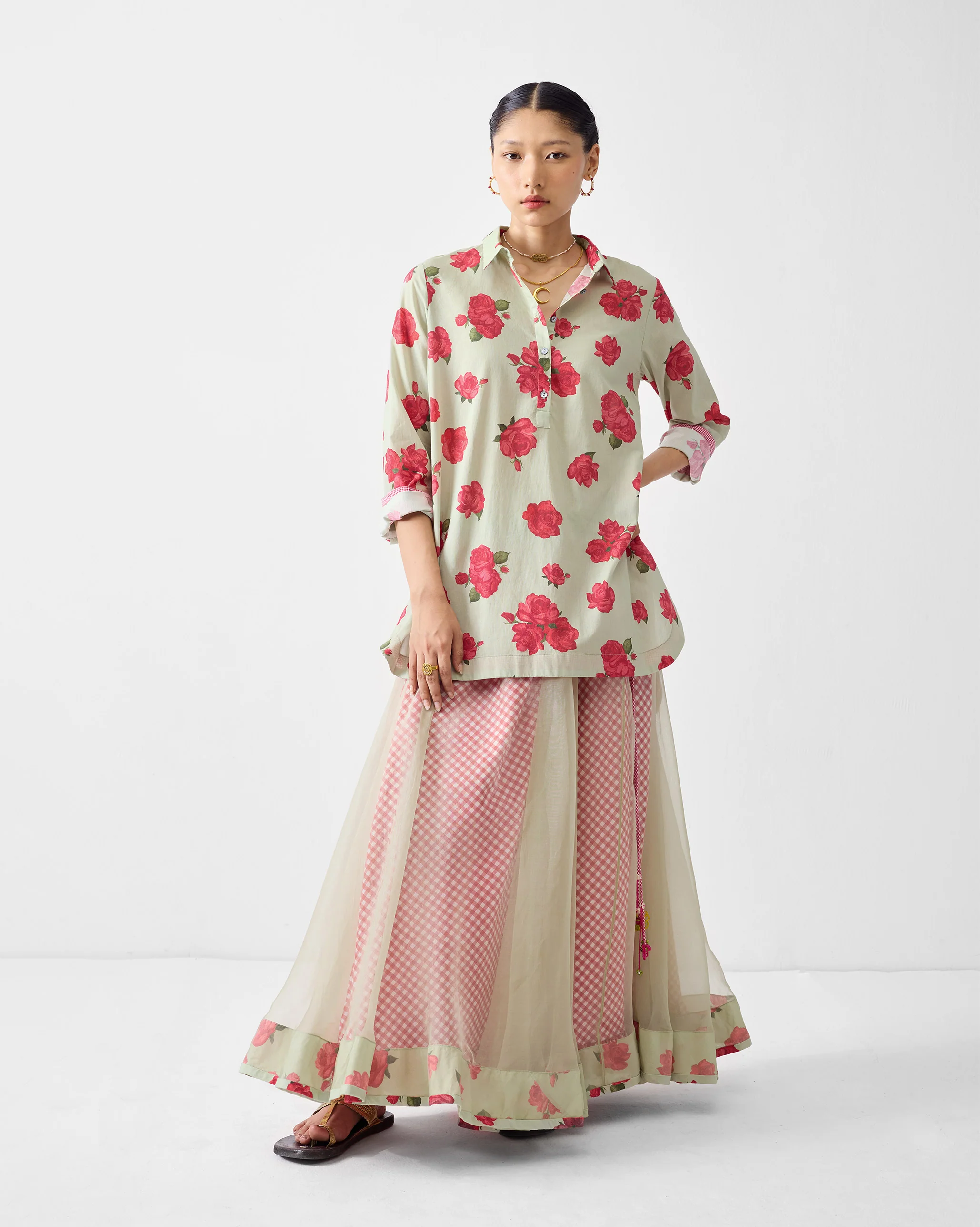 Pushkar Skirt - Mint & Watermelon - Image 2