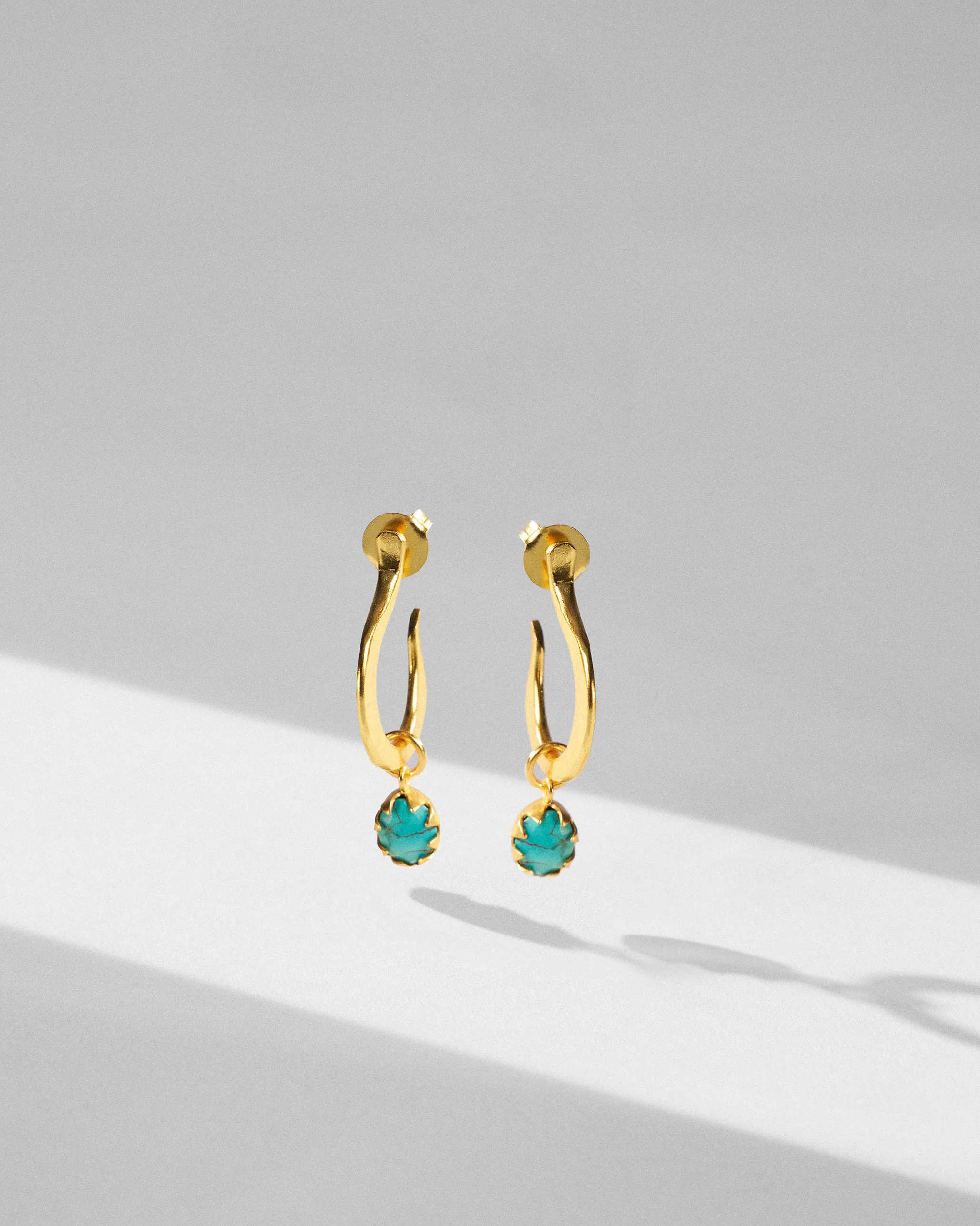 Qala Turquoise Hoops - Gold - Image 4