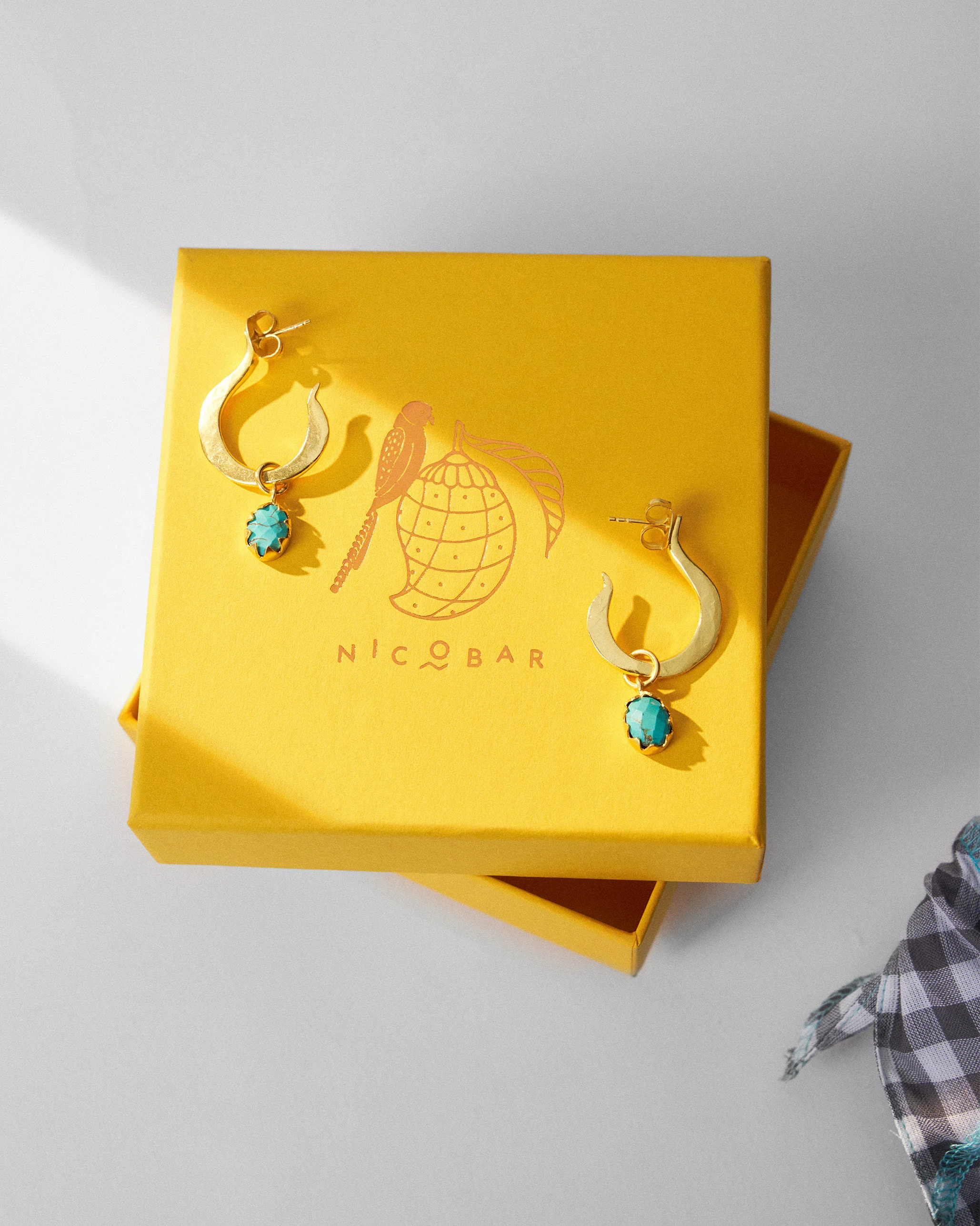 Qala Turquoise Hoops - Gold - Image 5
