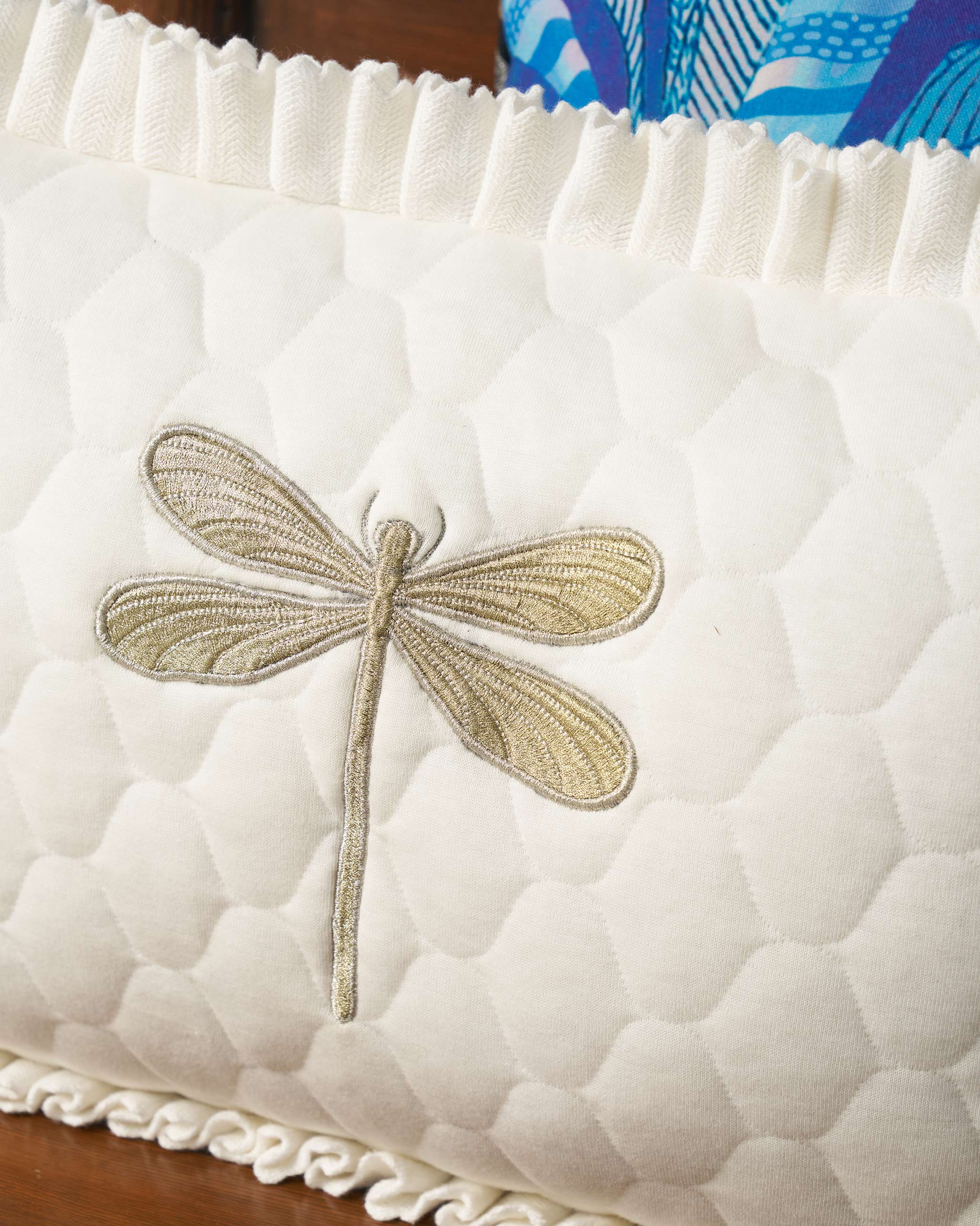 Quilted Dragonfly Cushion Cover - Ivory - Image 3