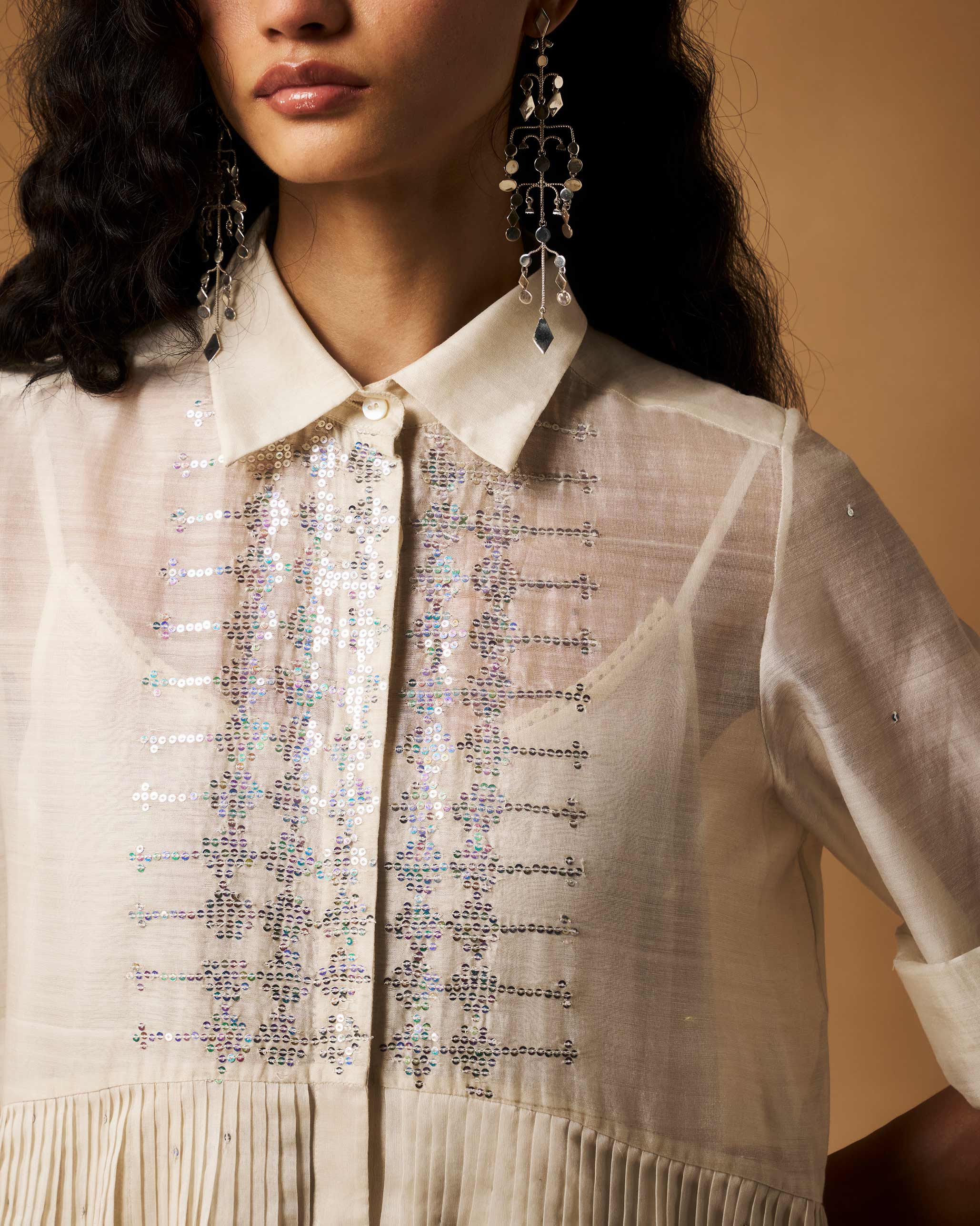 Qurbat Dress with Slip - Ivory Hand Embroidered - Image 2