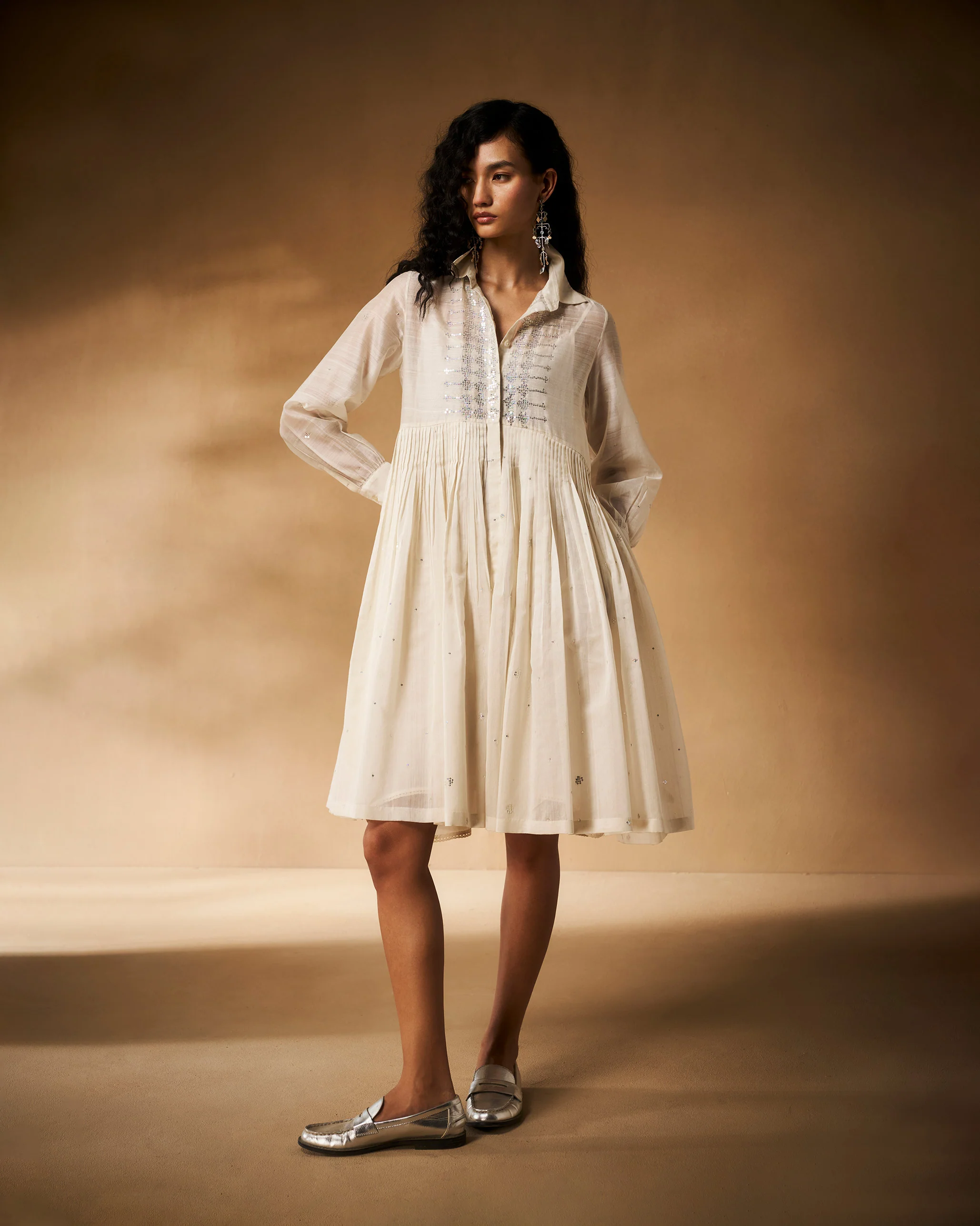 Qurbat Dress with Slip - Ivory Hand Embroidered - Image 3