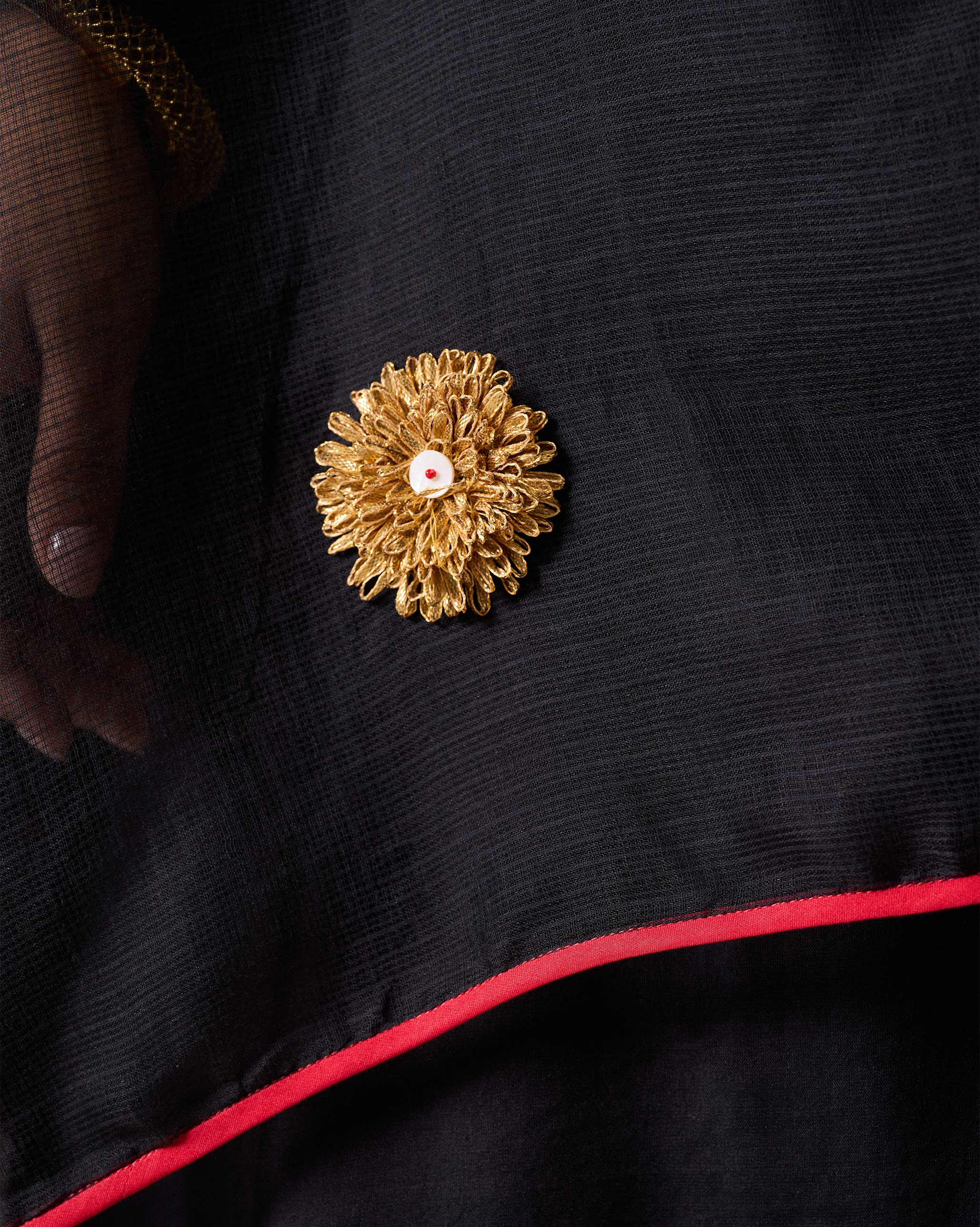 Raat Dupatta - Black & Gold Embroidered - Image 4