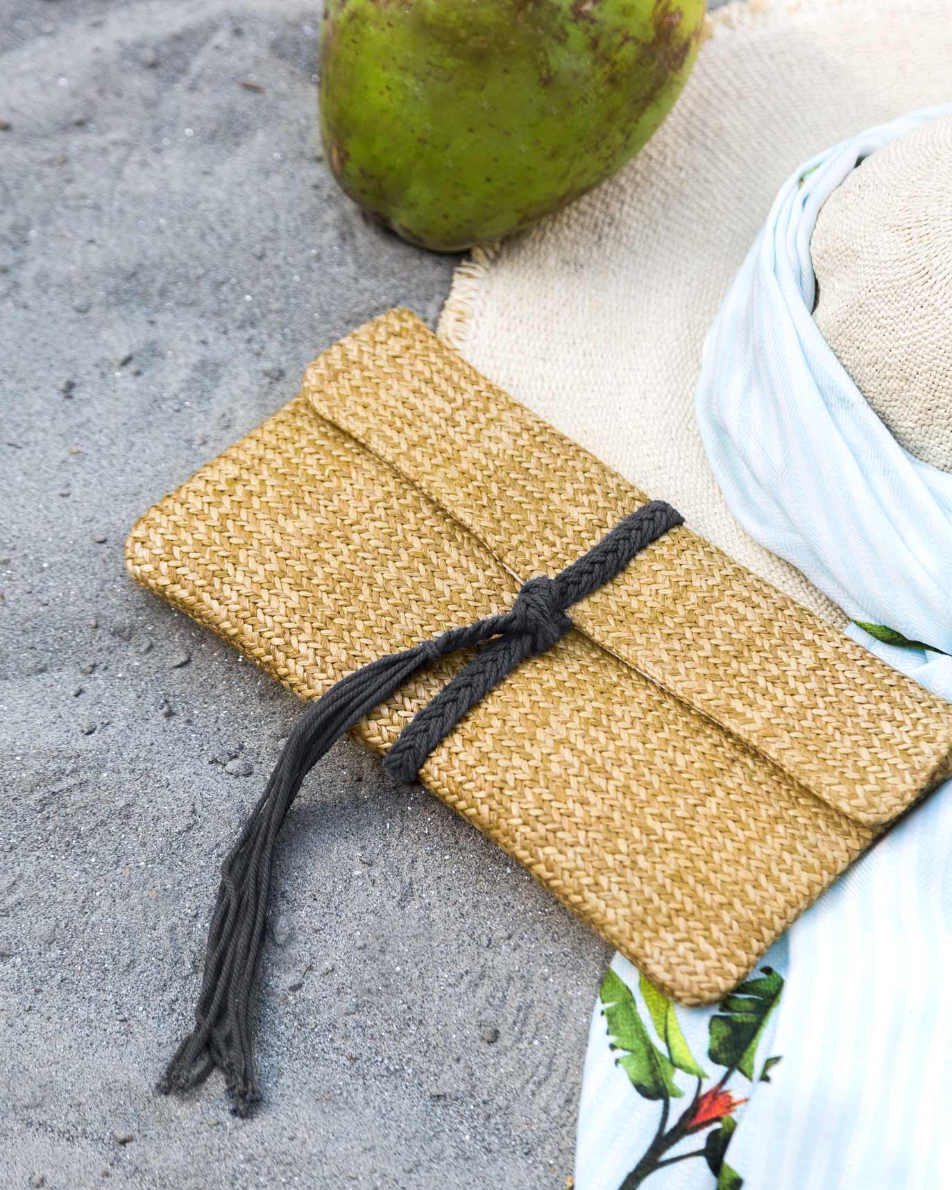 Raffia Flap Clutch - Blue - Image 4