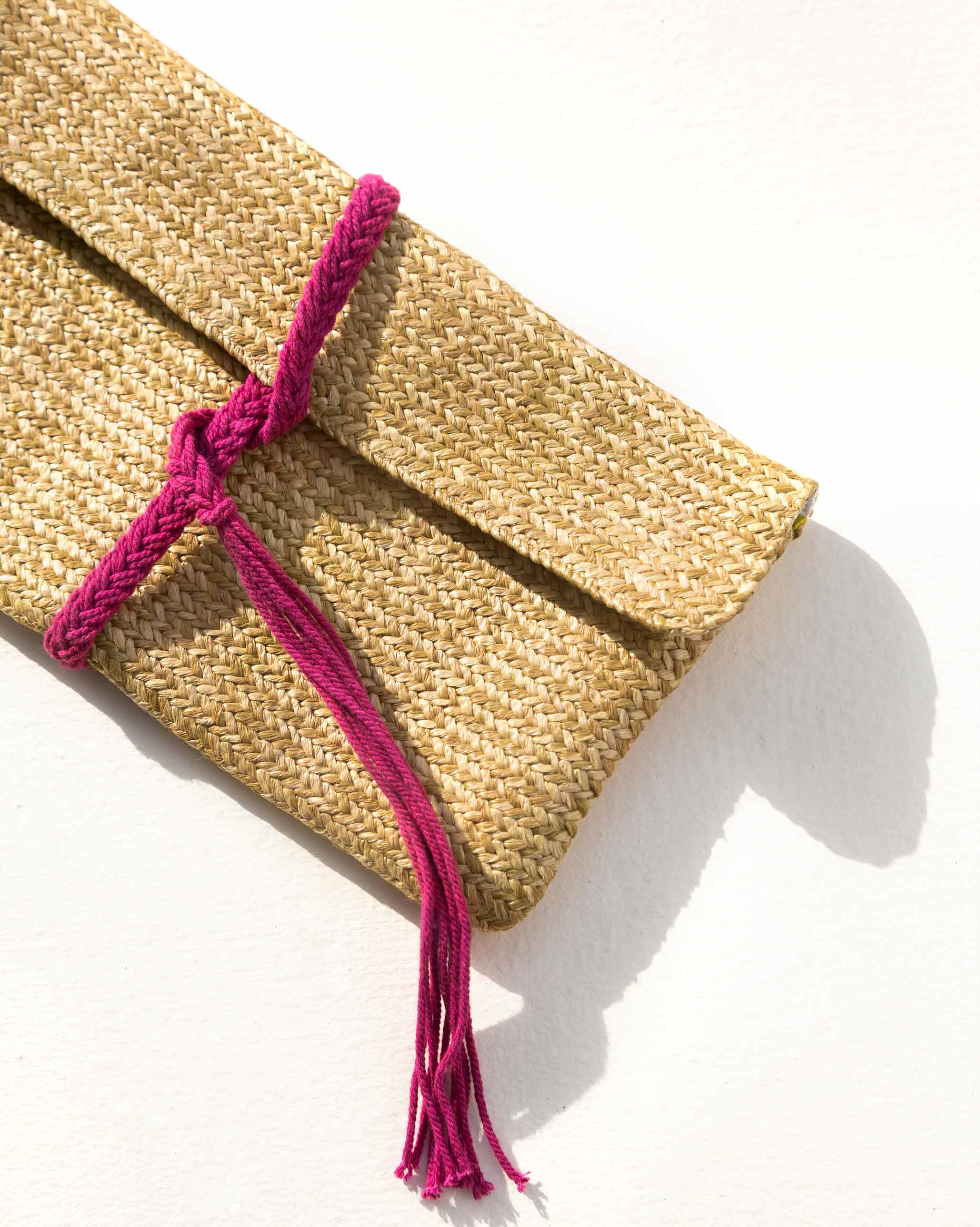 Raffia Flap Clutch - Fuchsia - Image 2