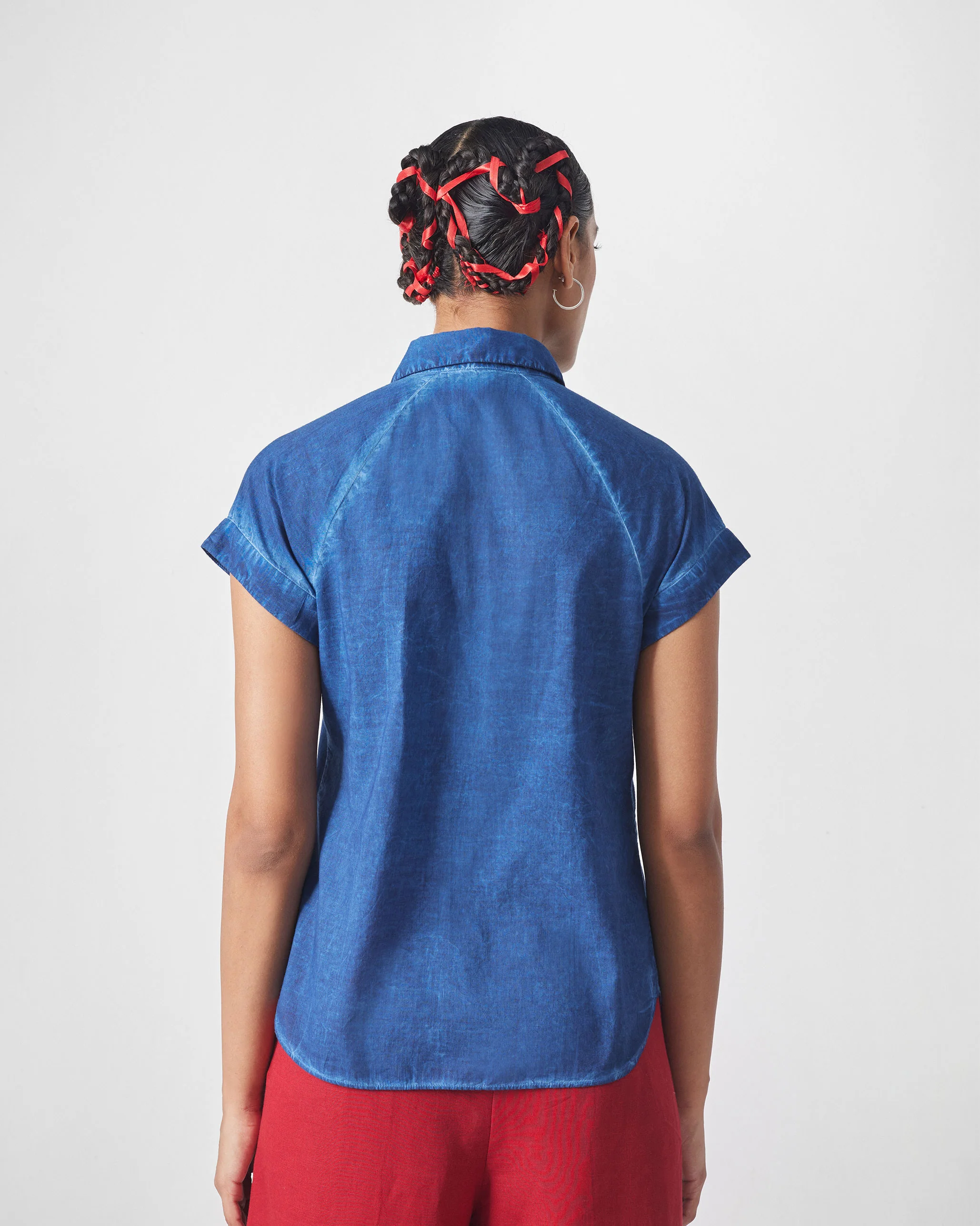 Raglan Sleeves Shirt - Blue - Image 2