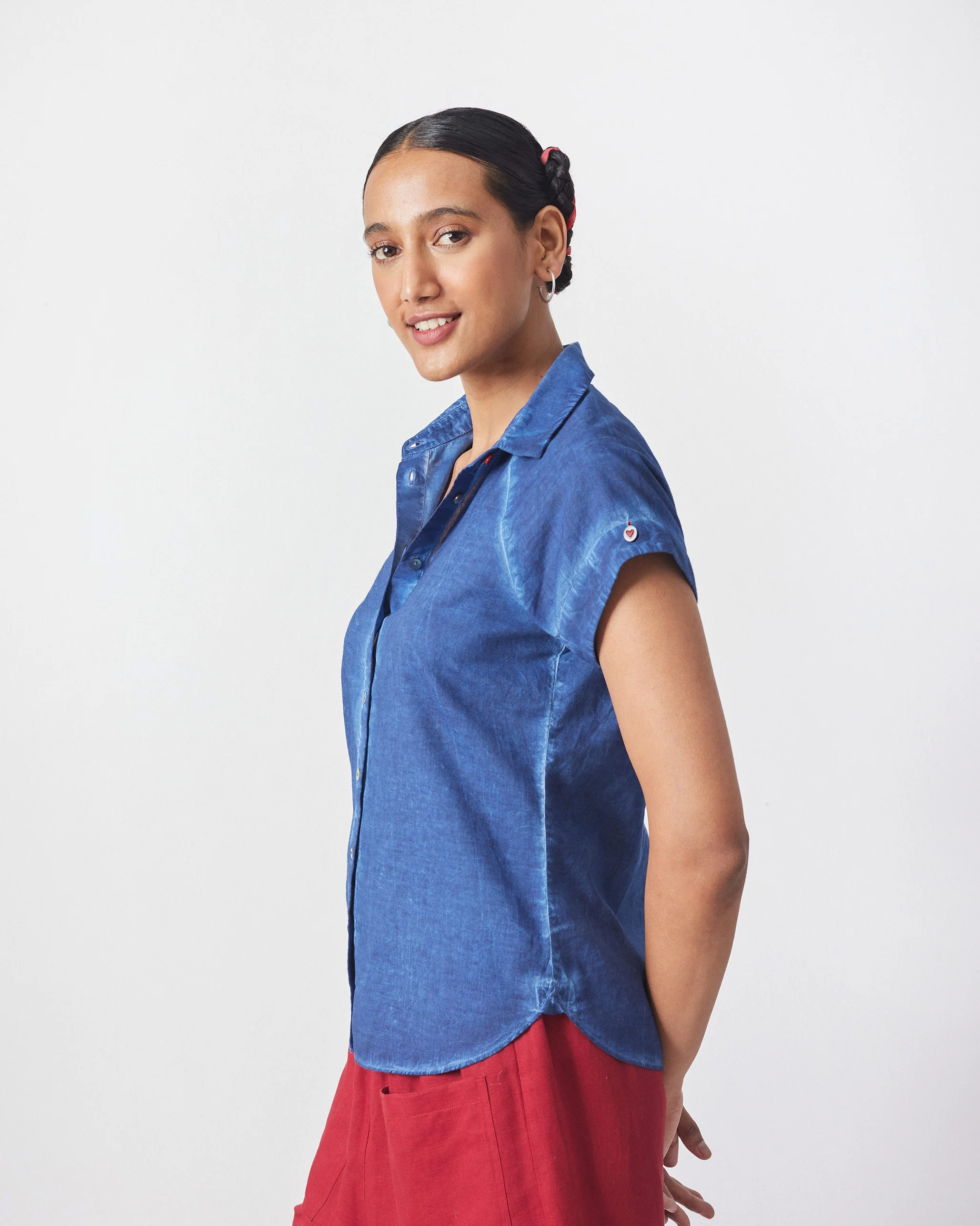 Raglan Sleeves Shirt - Blue - Image 3