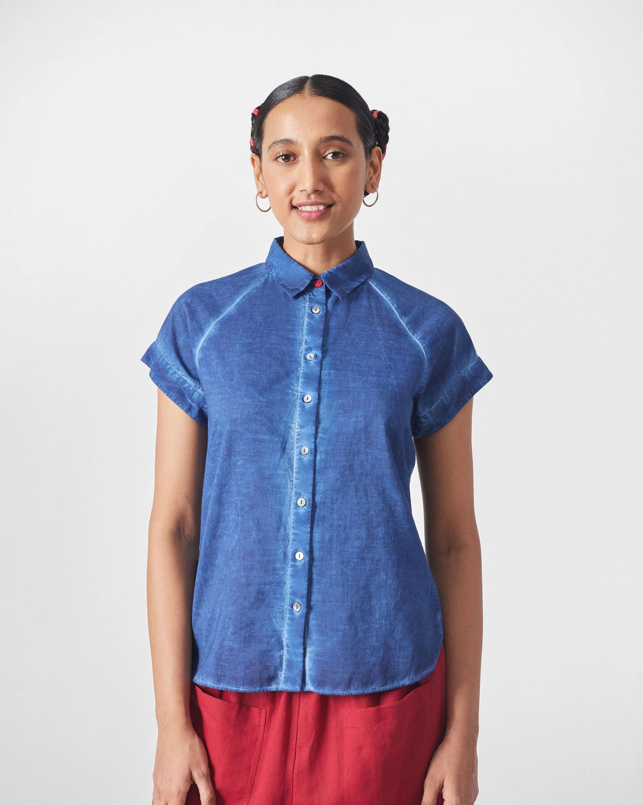 Raglan Sleeves Shirt - Blue - Image 4
