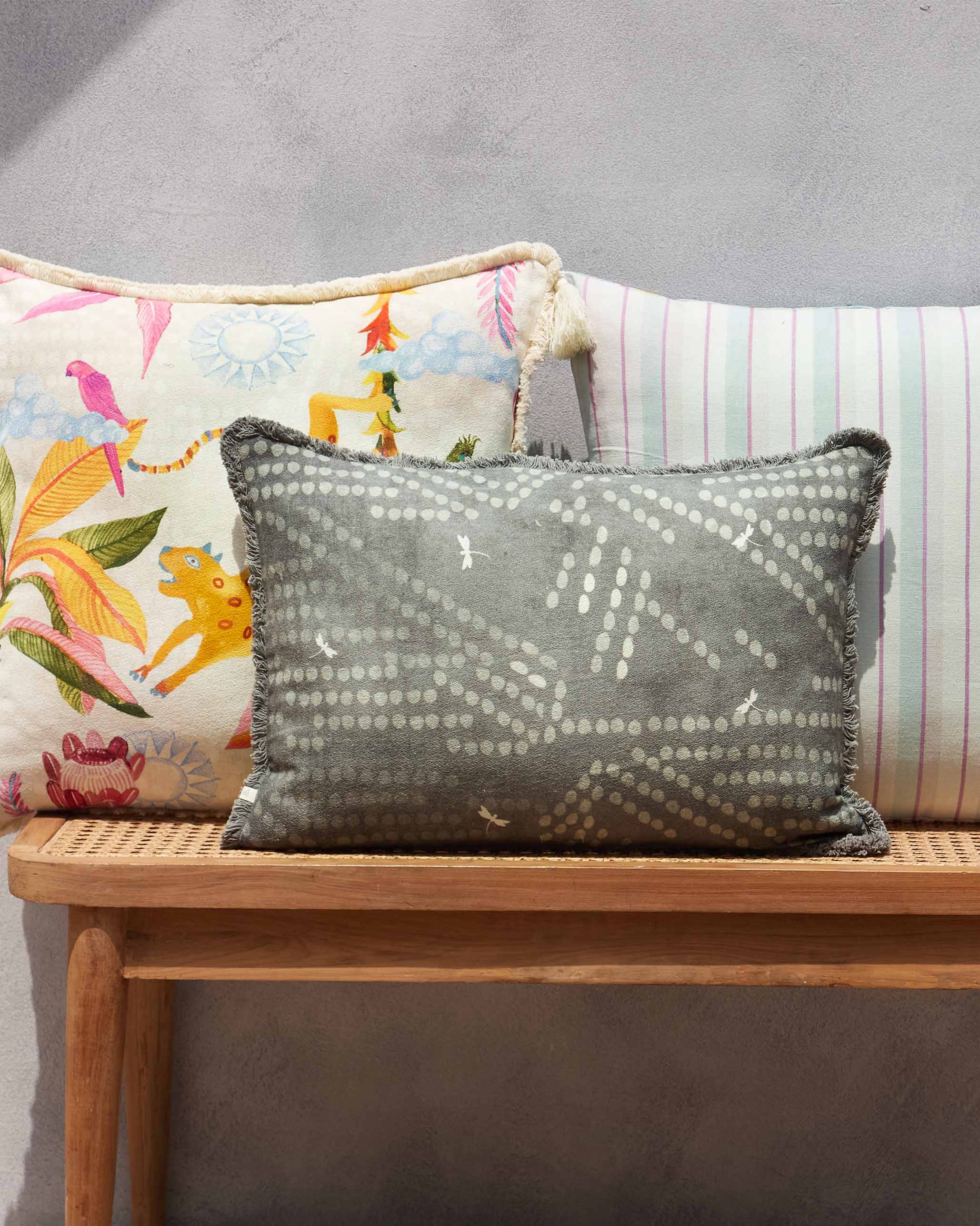 Raha Lumbar Cushion Cover - Charcoal - Image 3