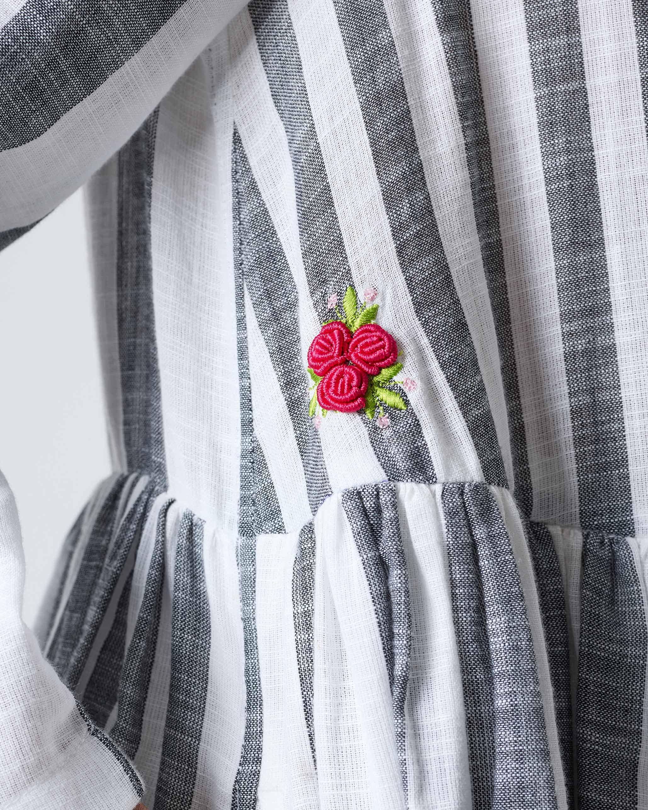 Rainy Season Dress - Charcoal & White Stripes - Image 2
