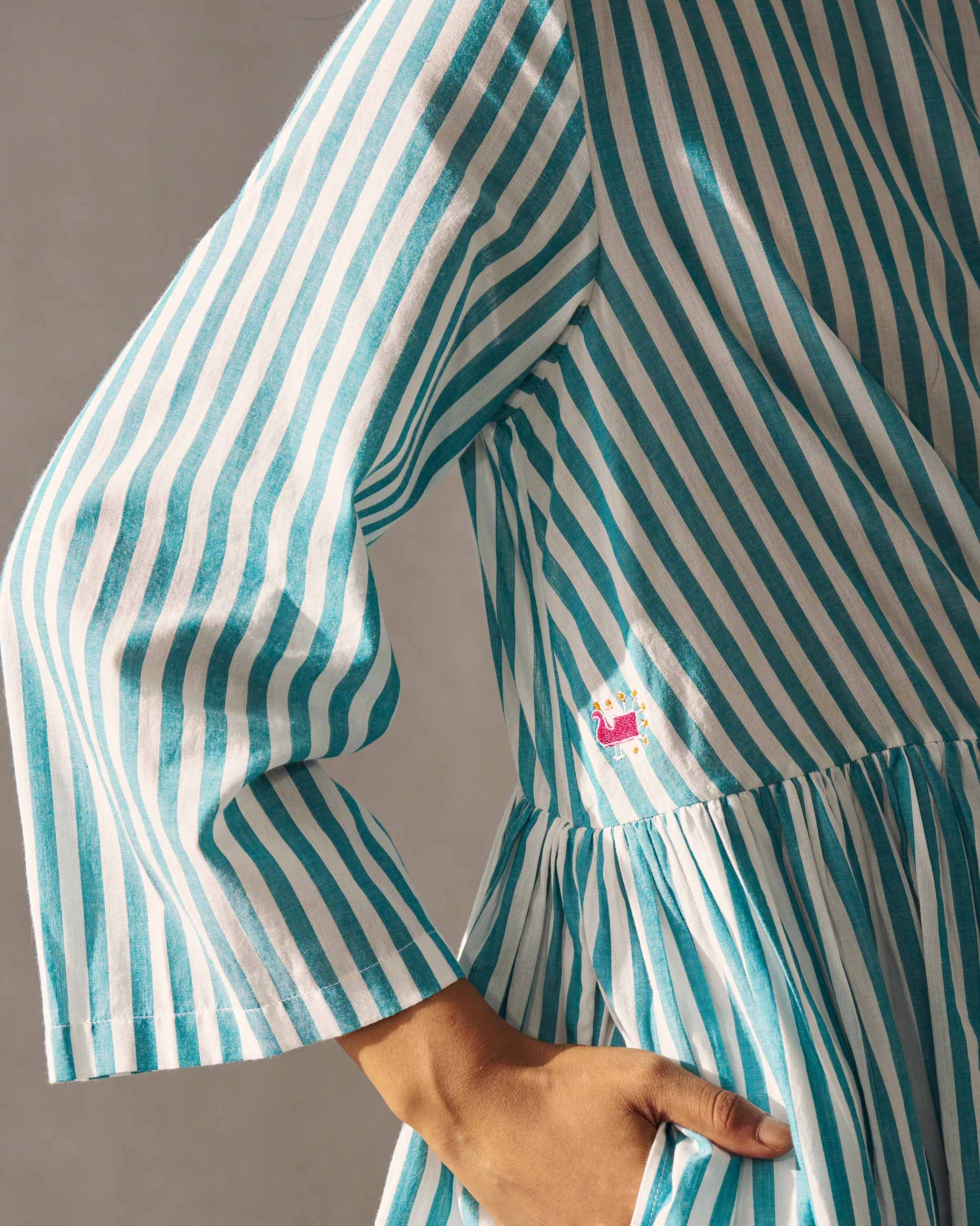 Rainy Season Dress - Teal & Ivory - Image 2
