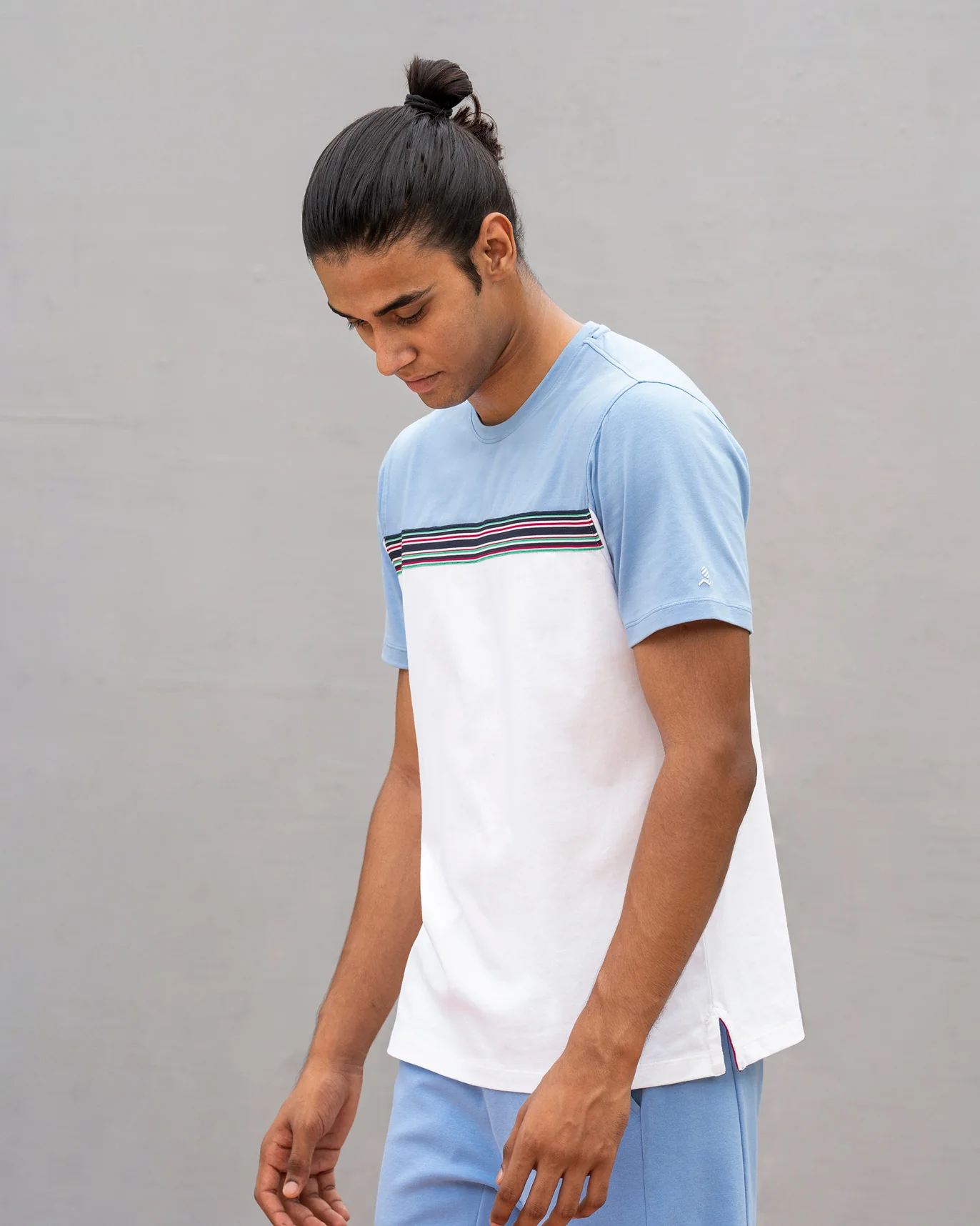 Rally Crew Neck T-shirt - Blue & White - Image 3