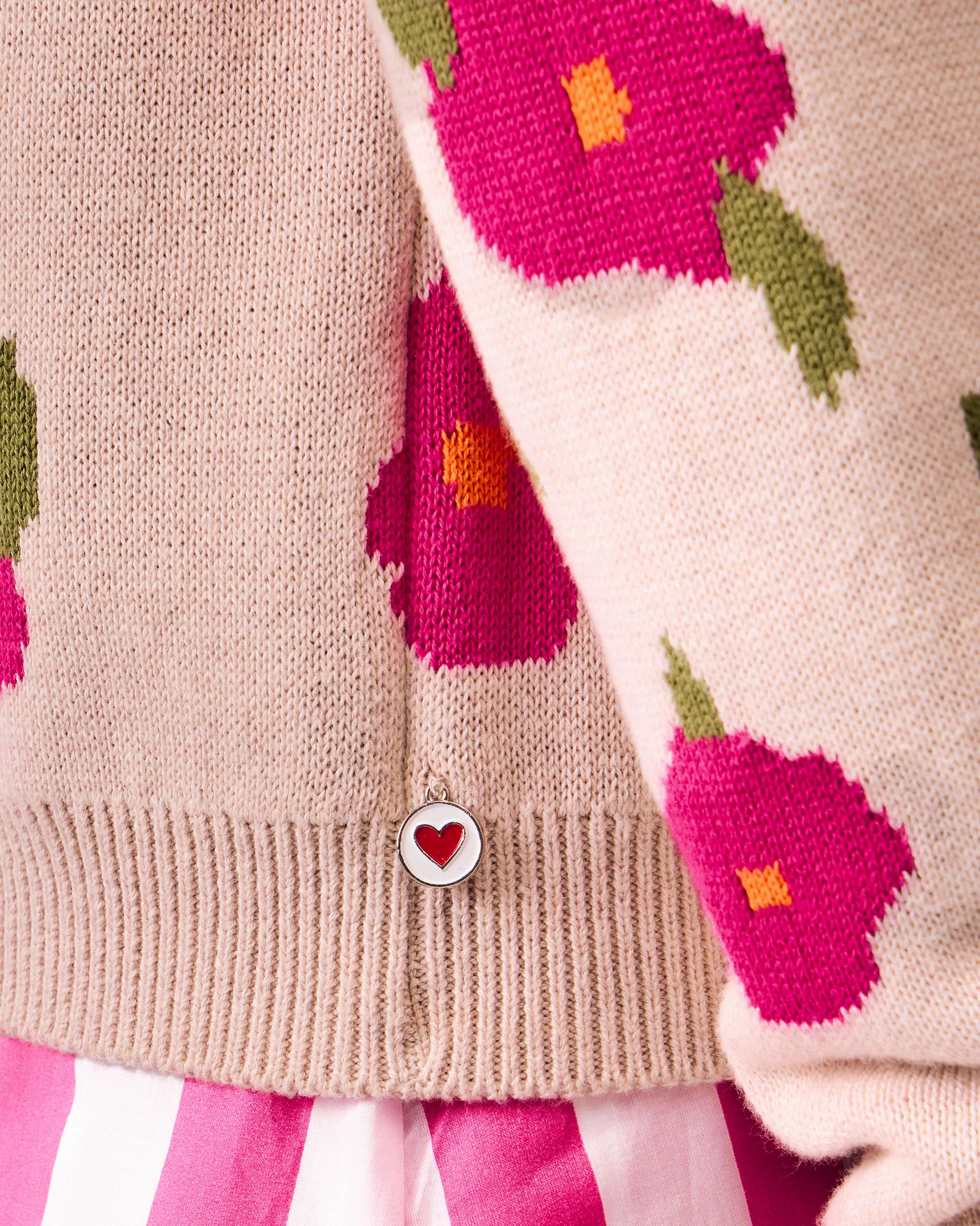 Raven Cardigan - Fuchsia & Oatmeal - Image 3