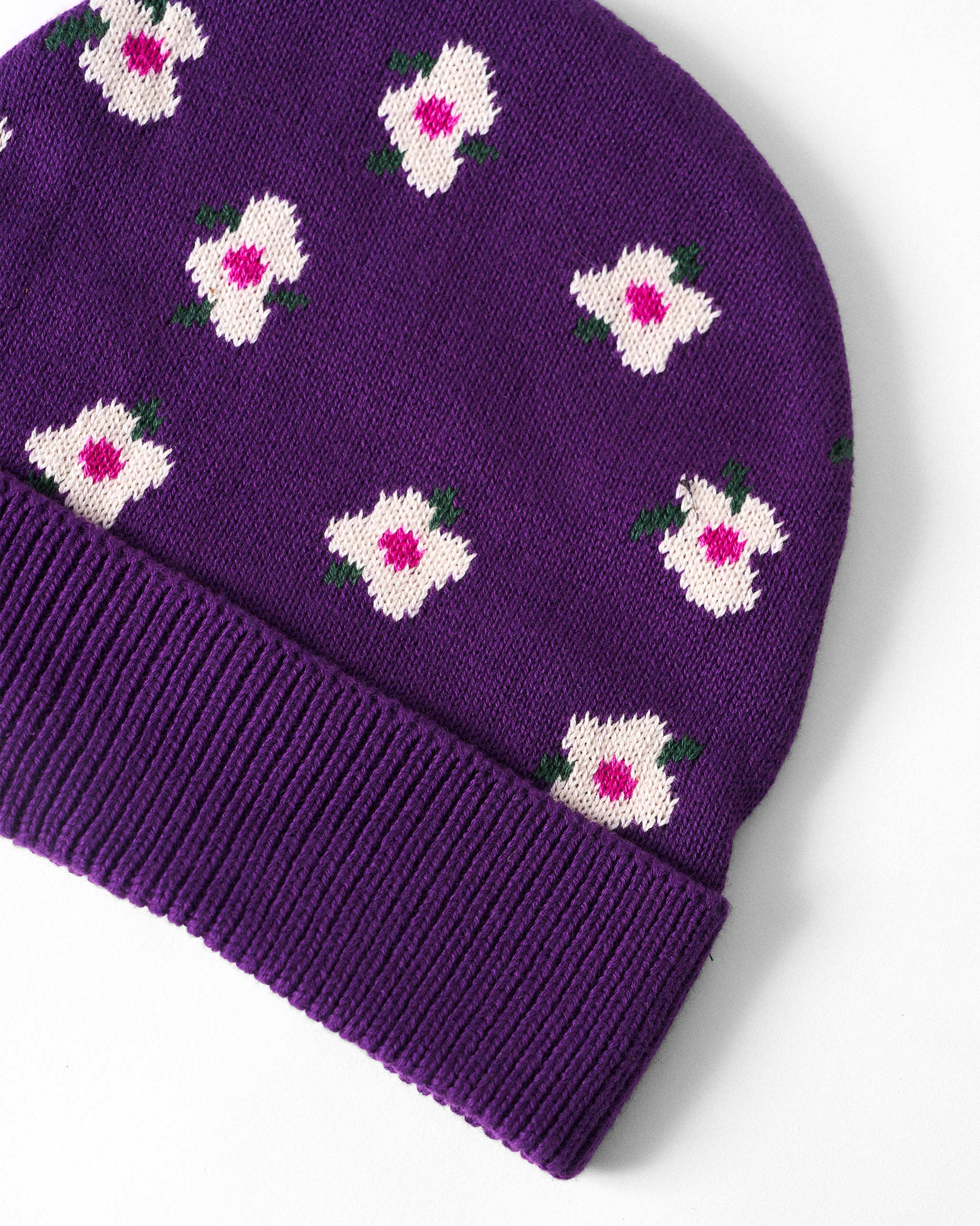 Retro Beanie - Purple & Oatmeal - Image 3
