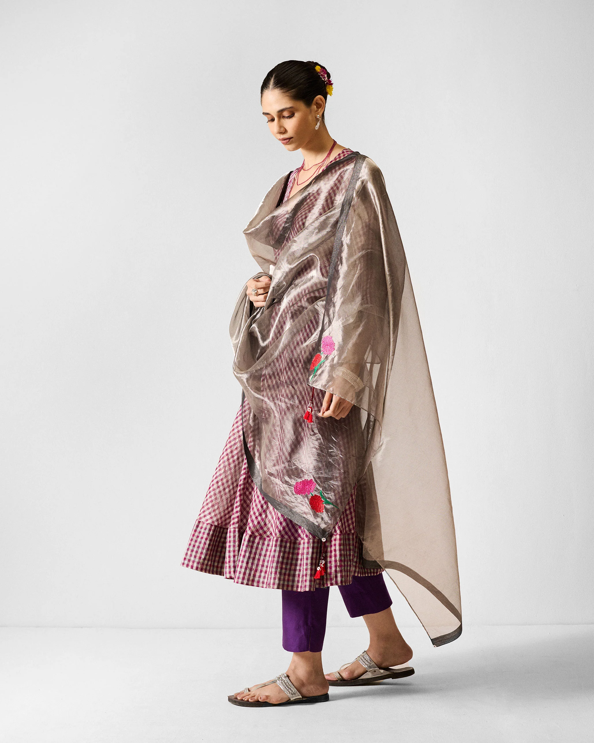 Reva Dupatta - Silver - Image 3